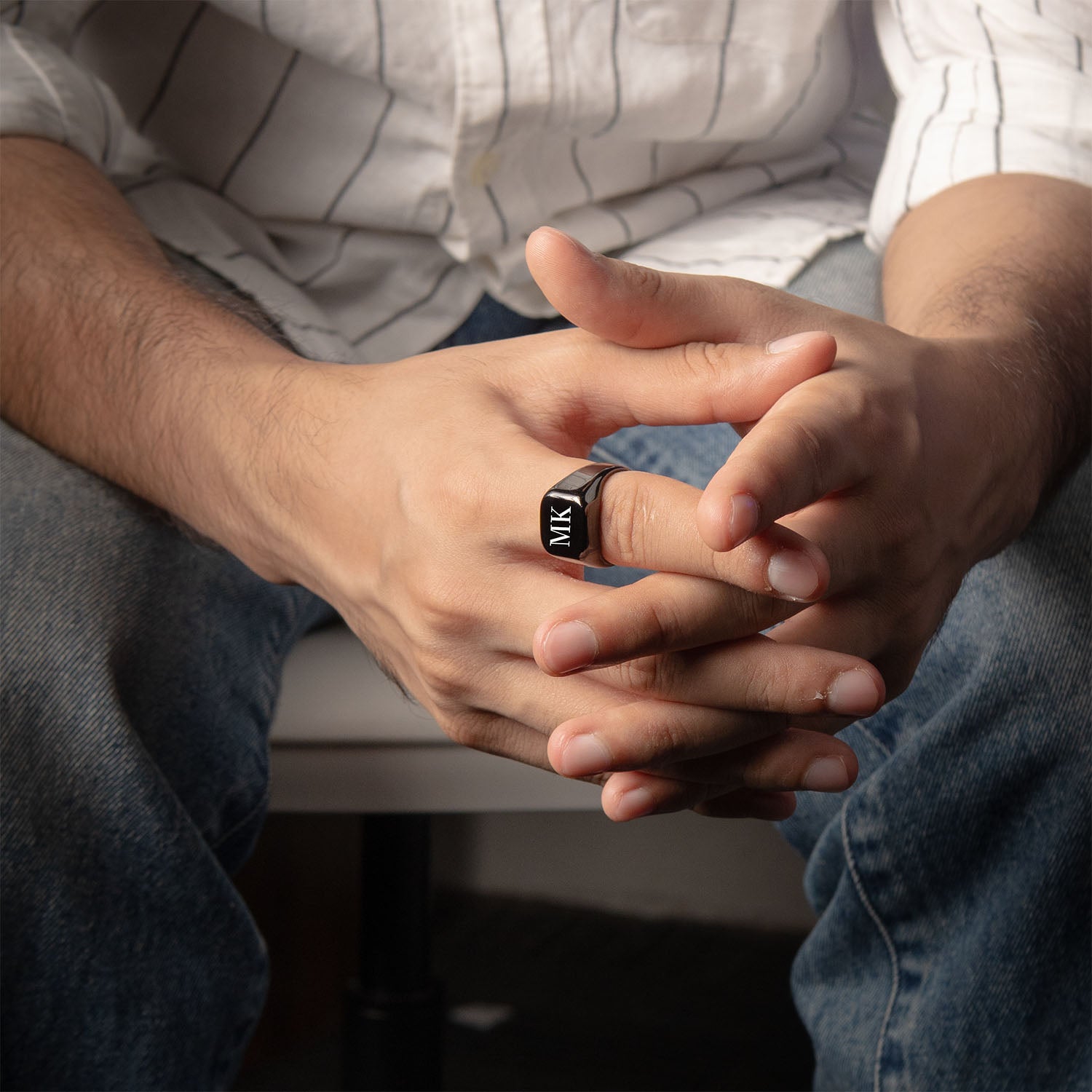 Black Hercules Signet Ring Personalised