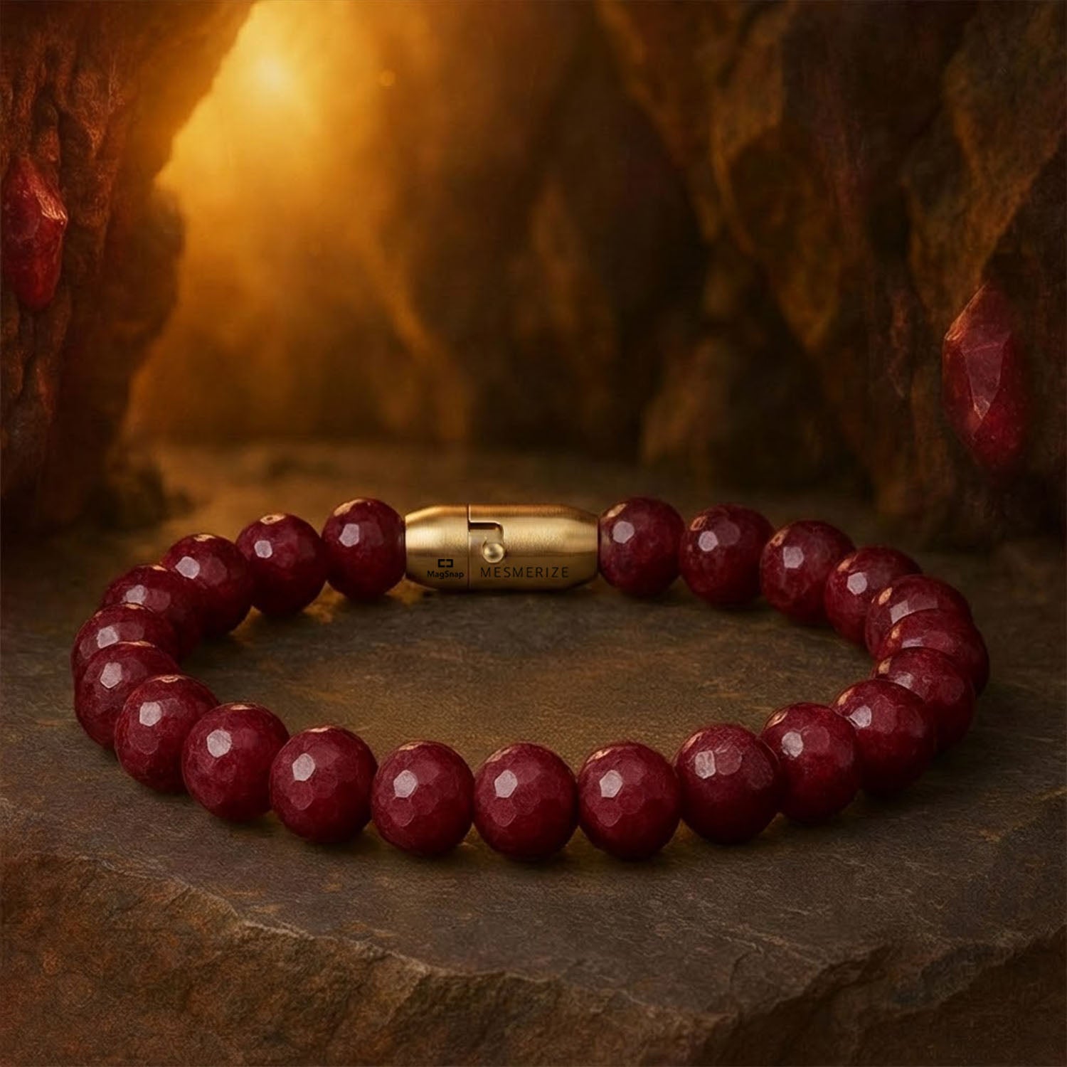 Fiery Essence Ruby(Manik) Natural Stone Bracelet with Magsnap2