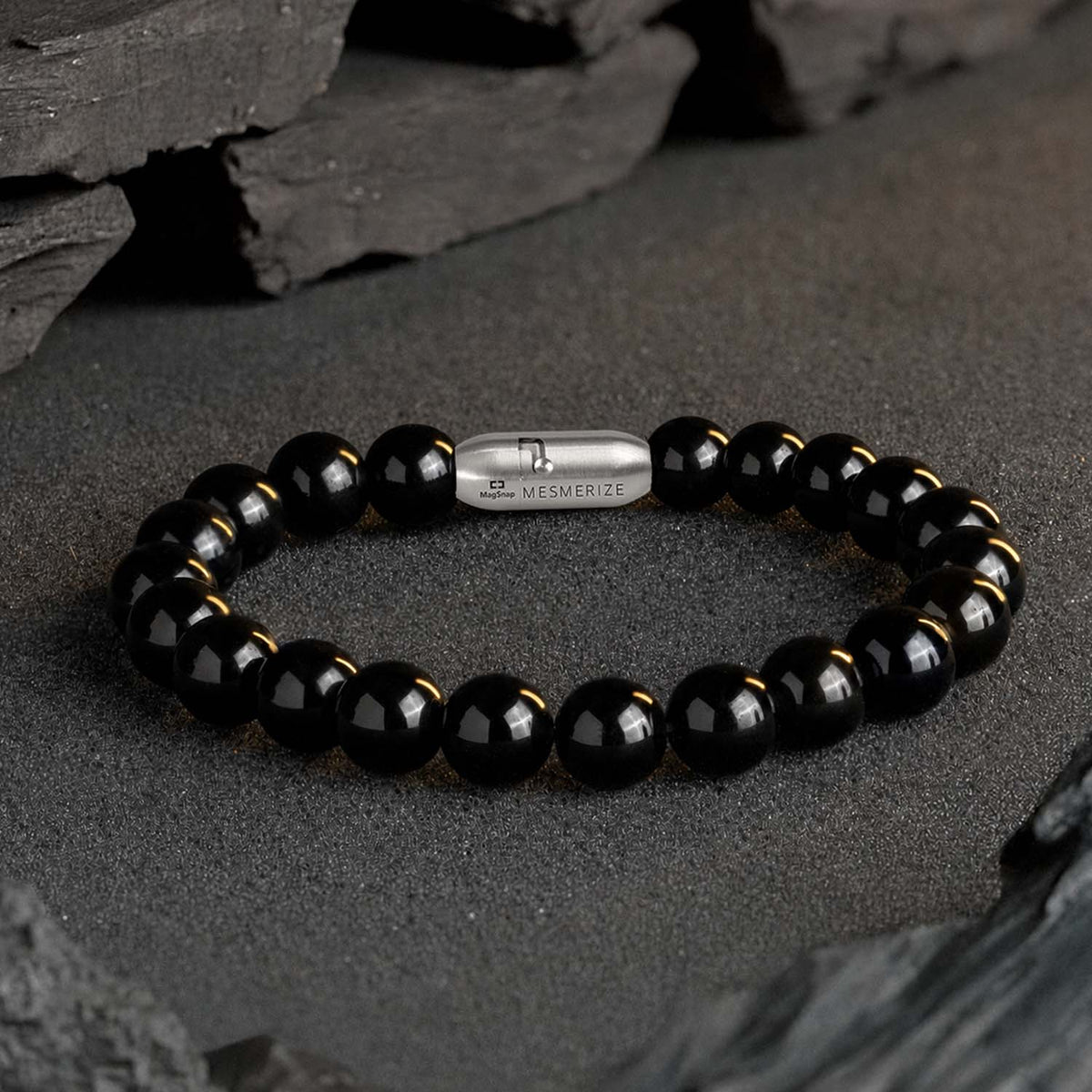 Grounding Black Obsidian Natural Stone Bracelet with MagSnap