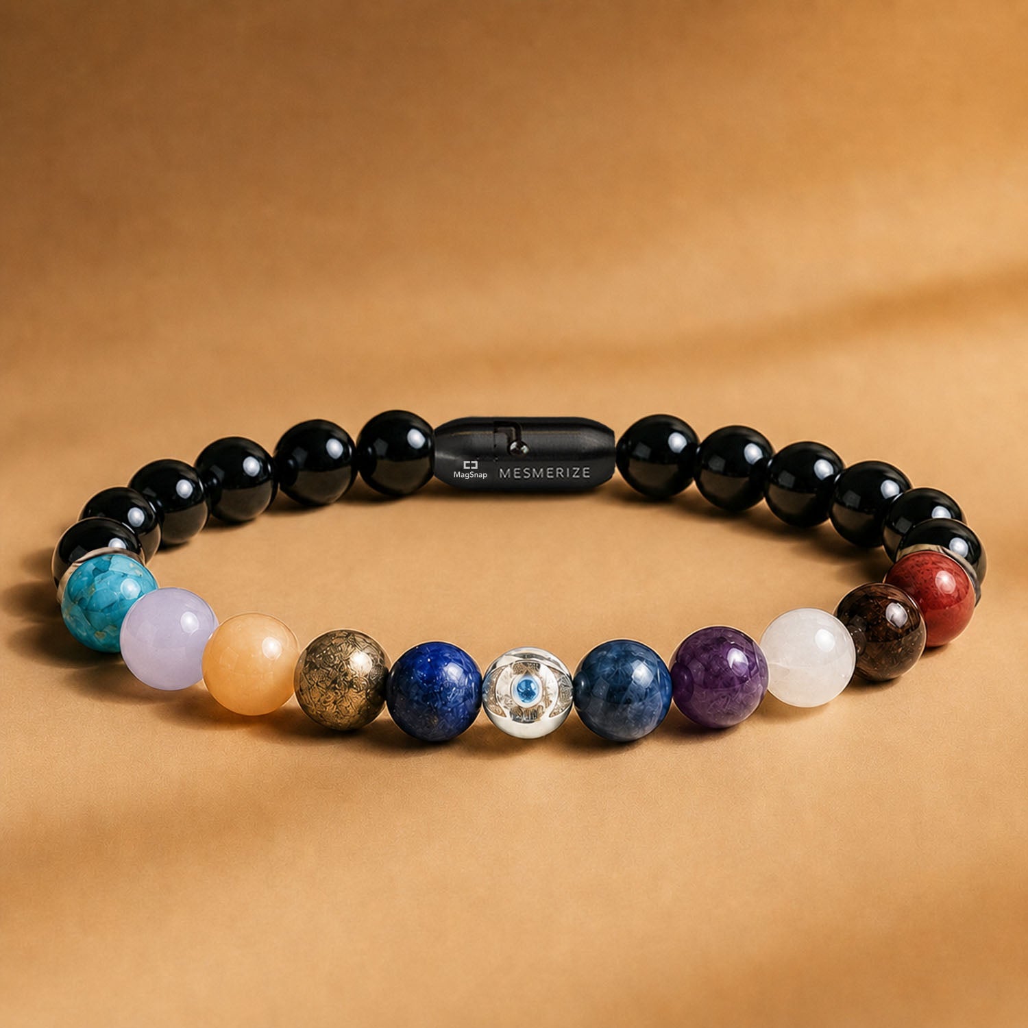 925 Sterling Silver Super 11 Chakra Natural Stone Bracelet With MagSnap2