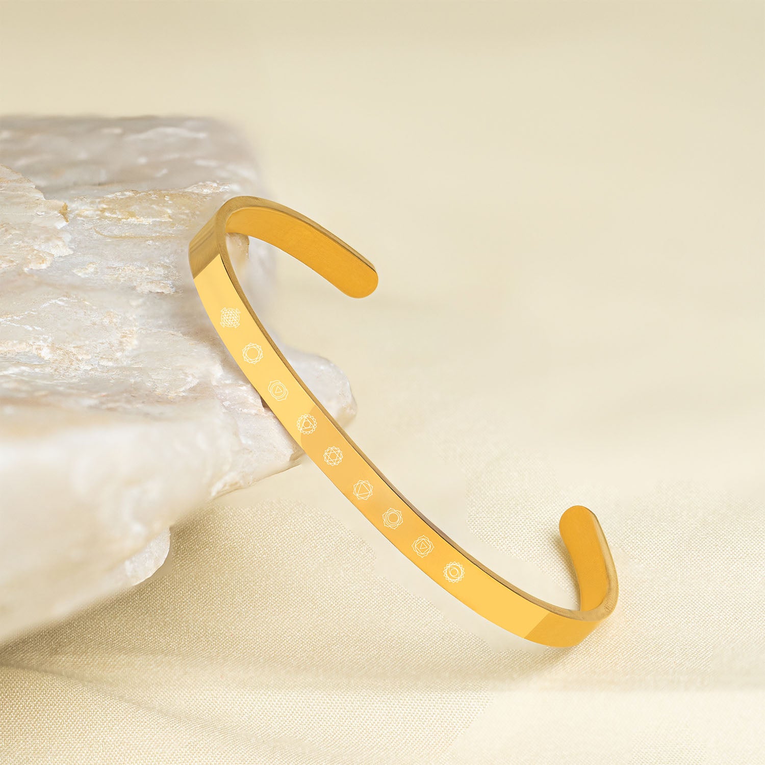 9 Chakra Gloss Cuff Adjustable Bracelet Gold