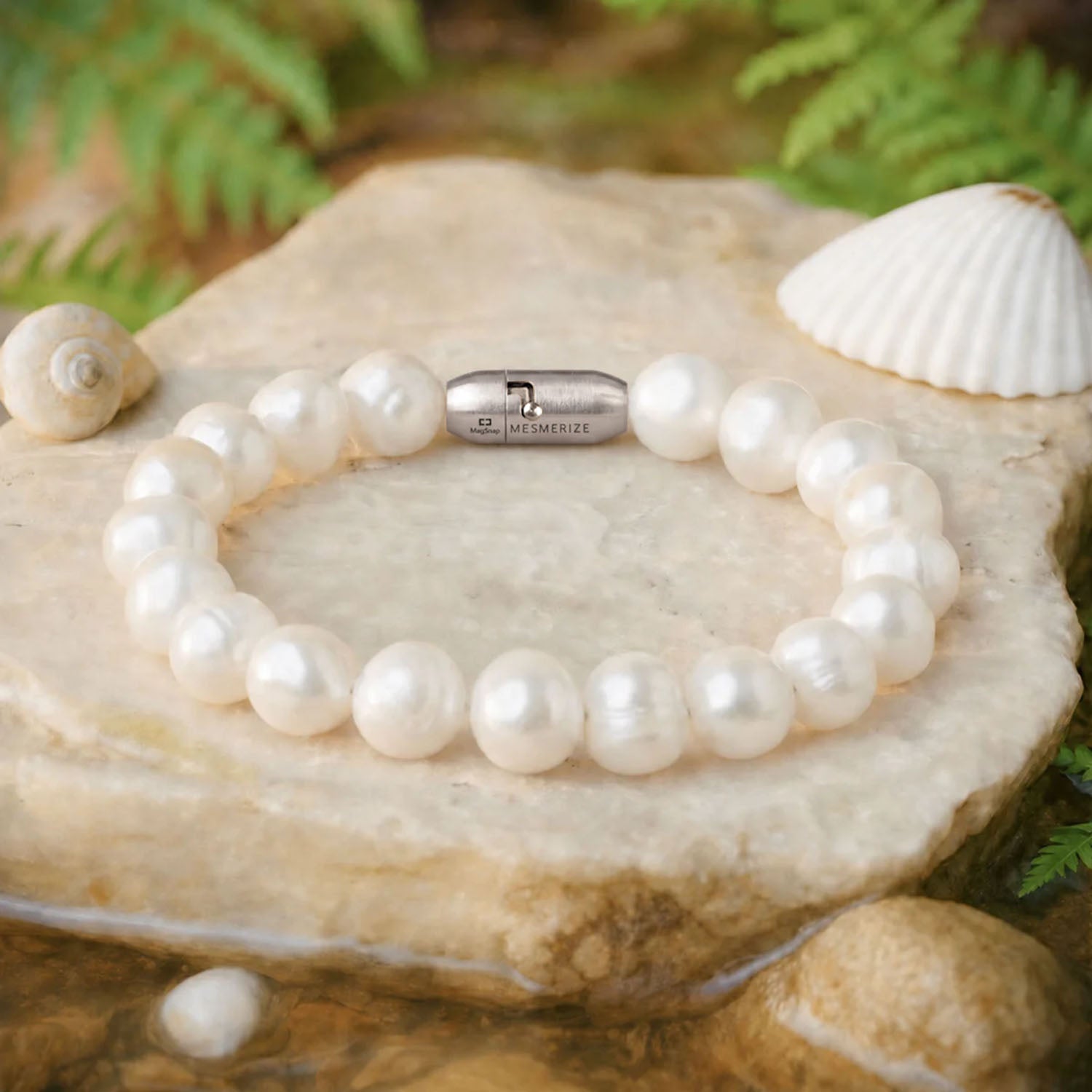 Divine Grace Pearl (Moti) Natural Stone Bracelet with Magsnap2