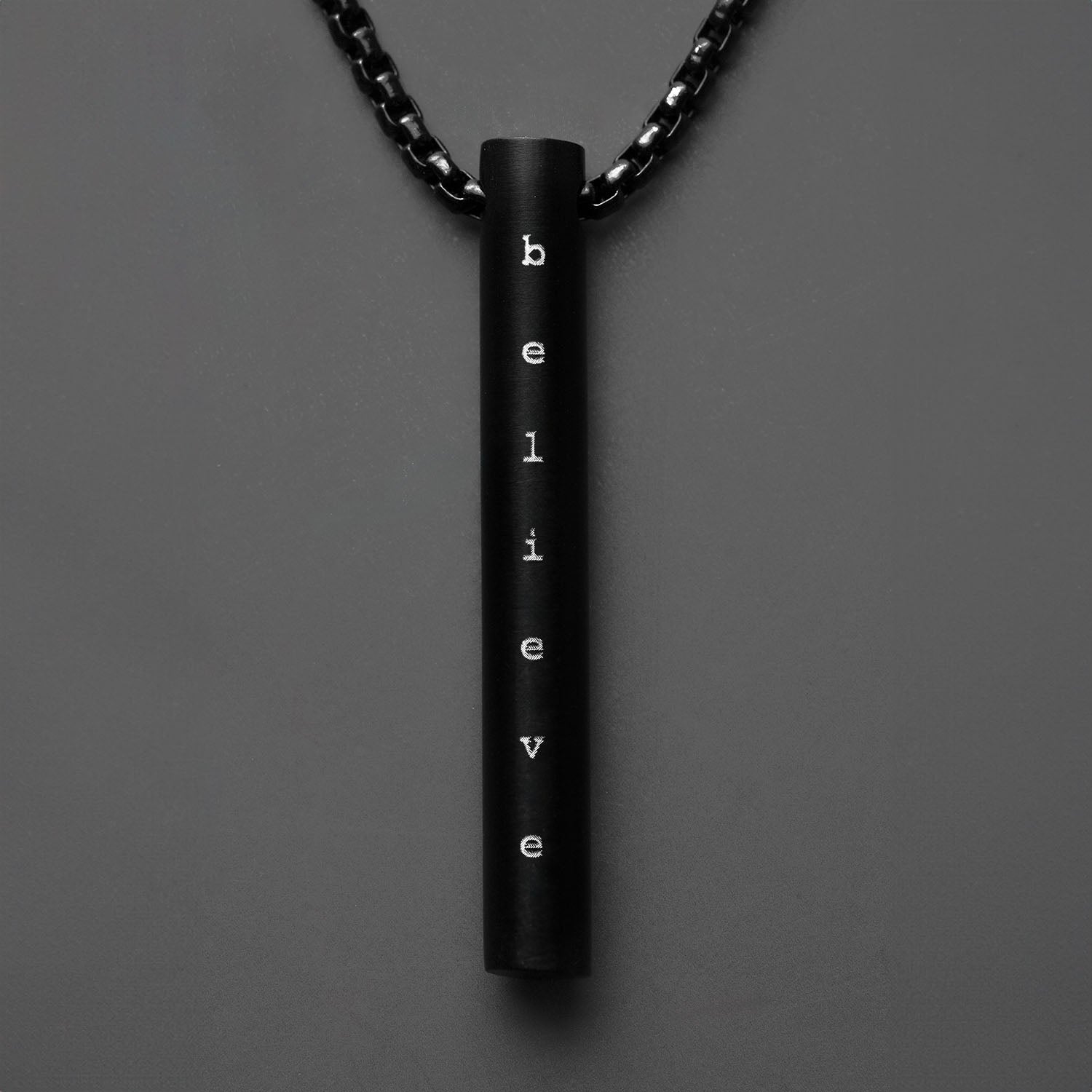 Believe Black Barrel Necklace