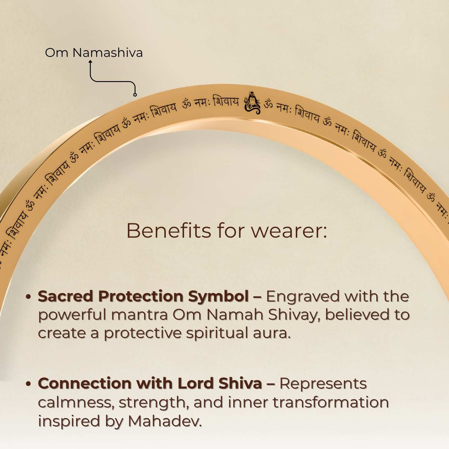 Om Namah Shivay MicroCarved Classic Round Kada Black