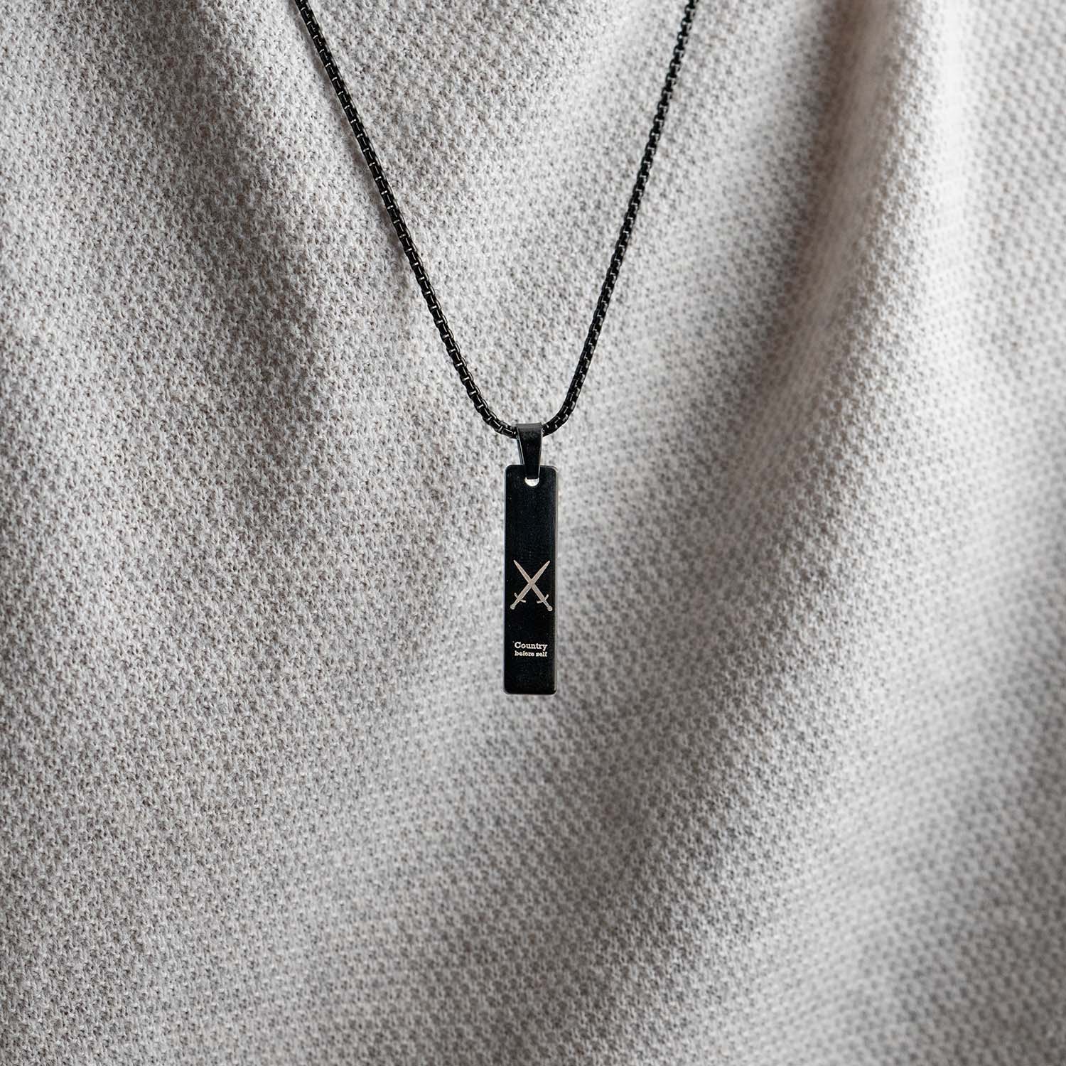 Black Army Combat Mini Bar Necklace