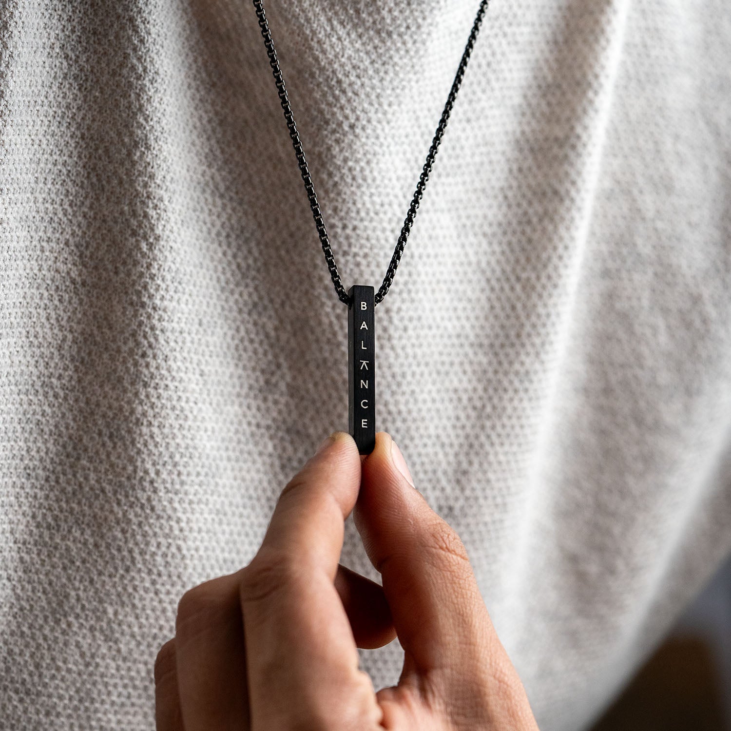Black Balance Motivational Bar Necklace