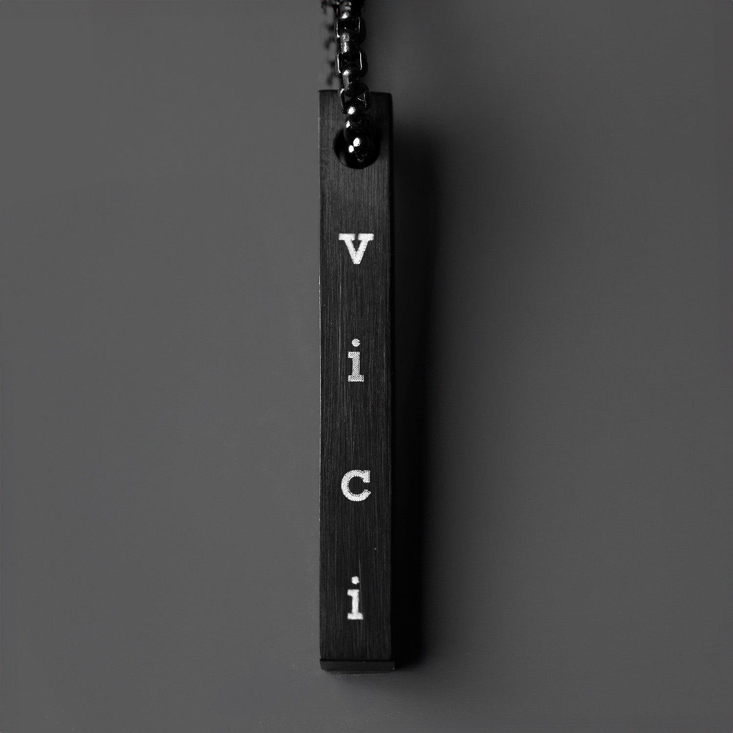 Black Conquer Motivational Bar Necklace