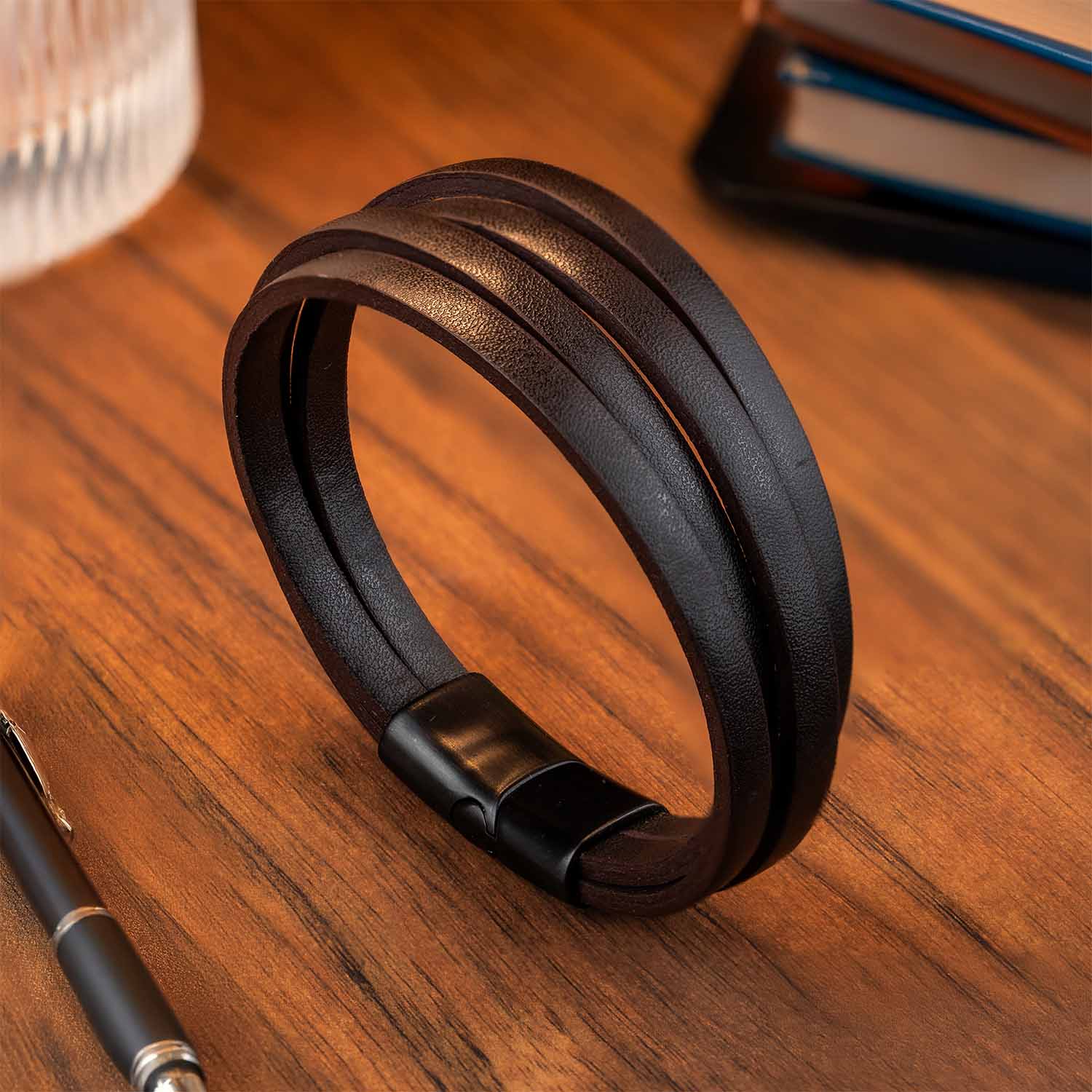 Forge Layered NeoLeather Bracelet with MagSlide Brown