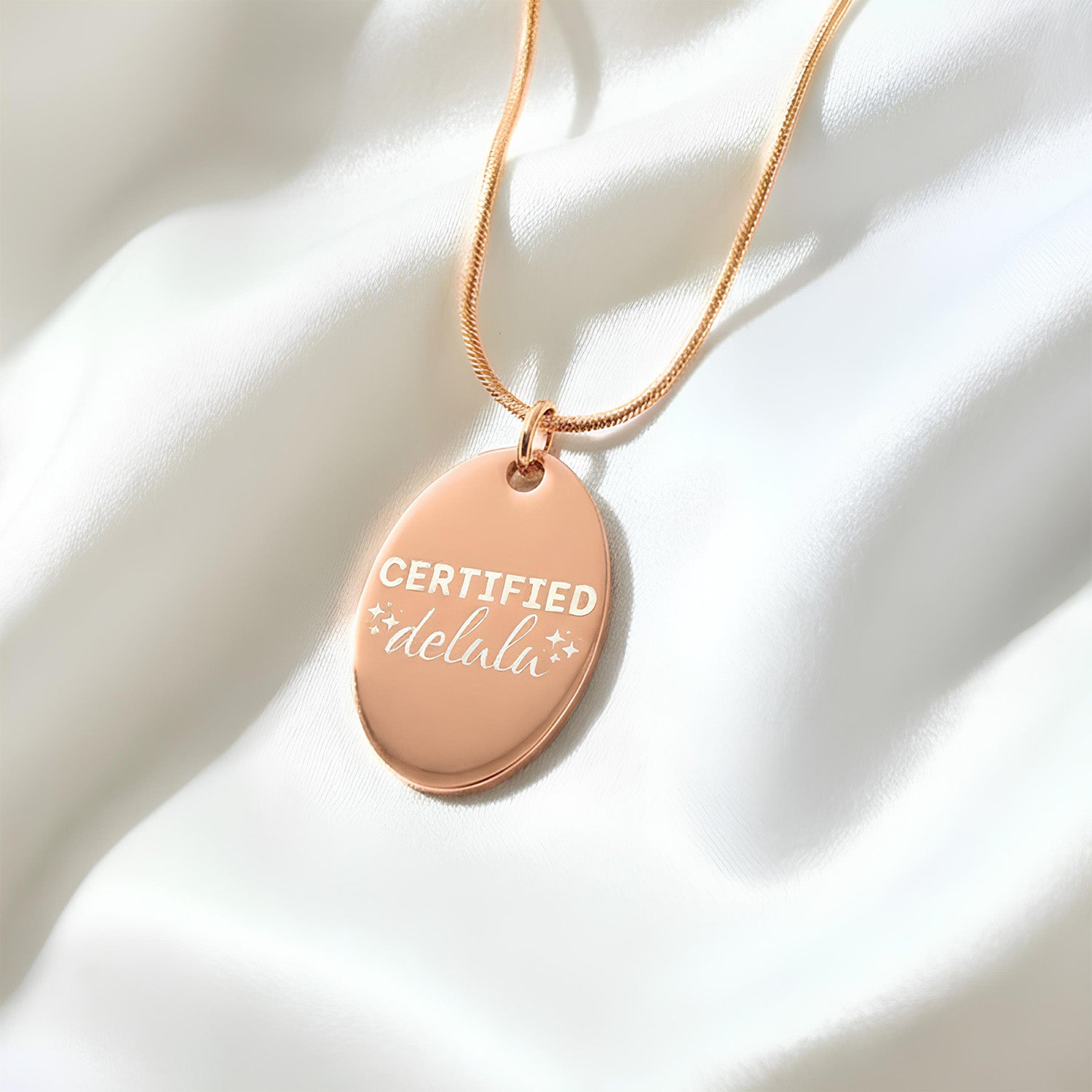 Certified Delulu Oval Necklace Rose Gold