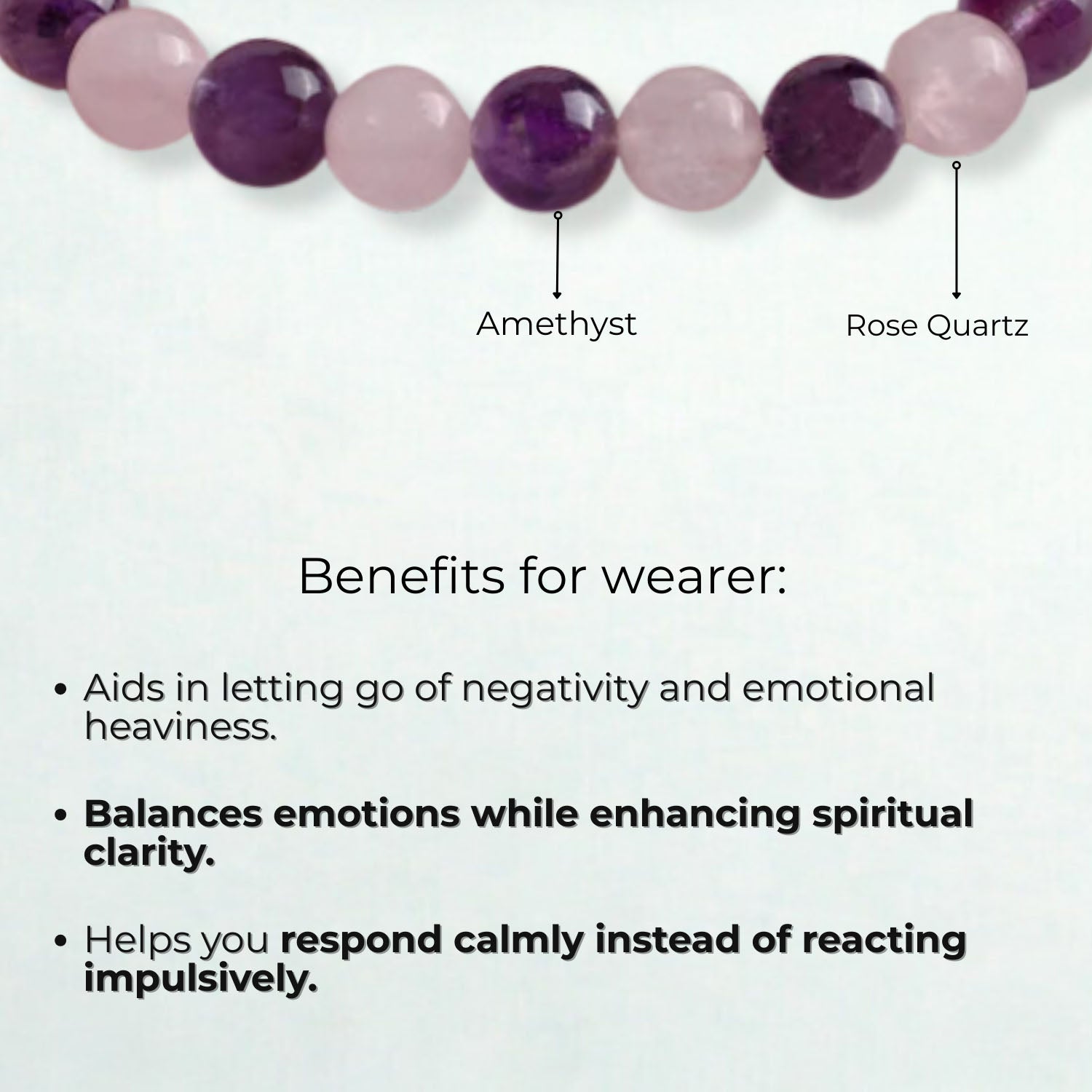Compassionate Amethyst & Rose Quartz Natural Stone Elastic Bracelet