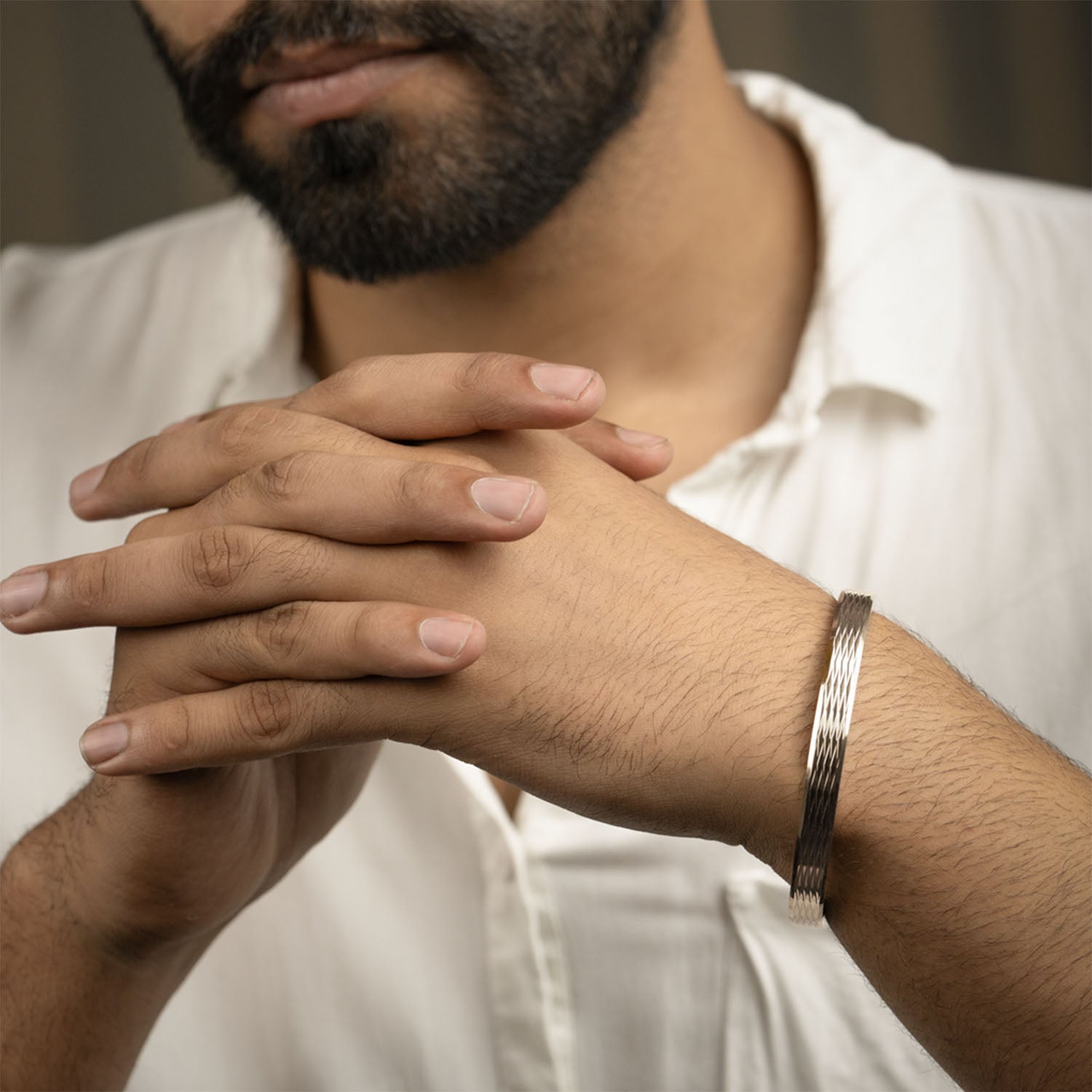Criss Cross Armor Bracelet Silver