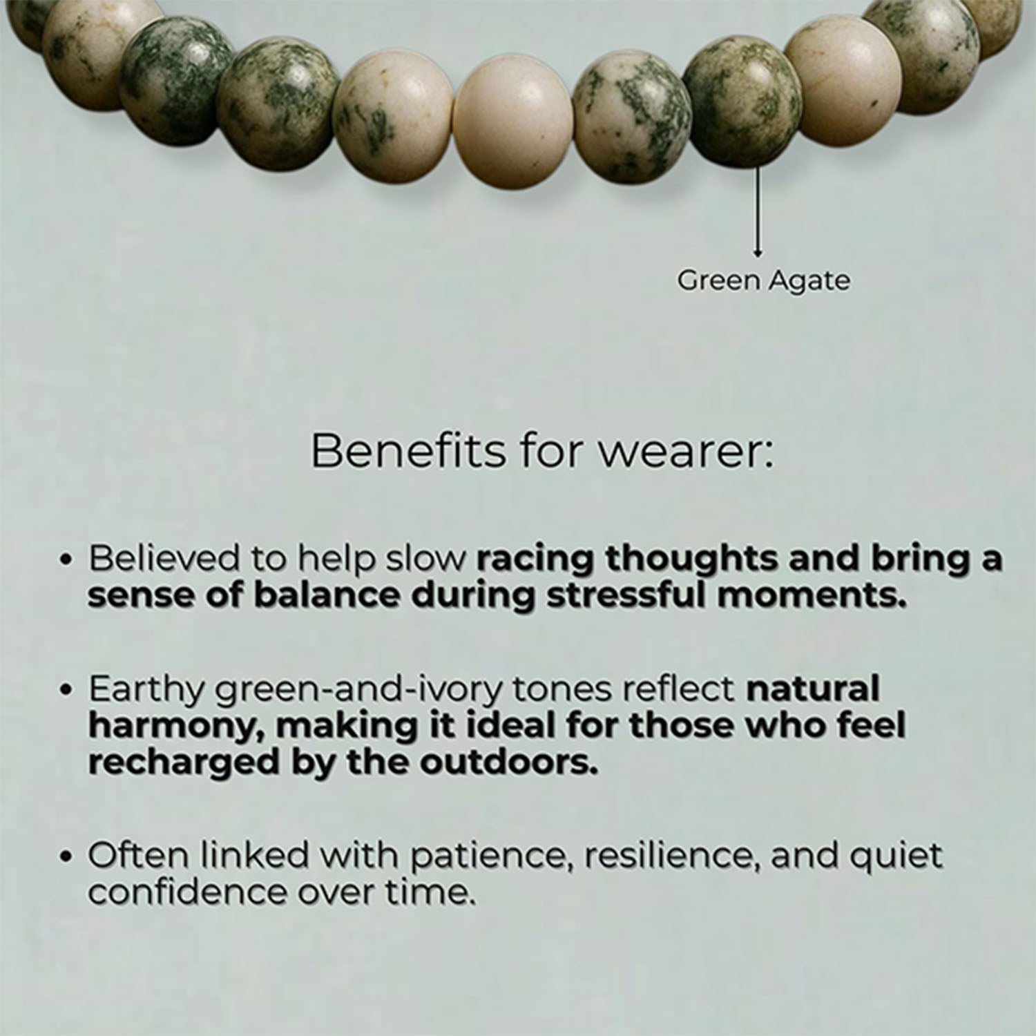 Evergreen Tree Agate Natural Stone Bracelet