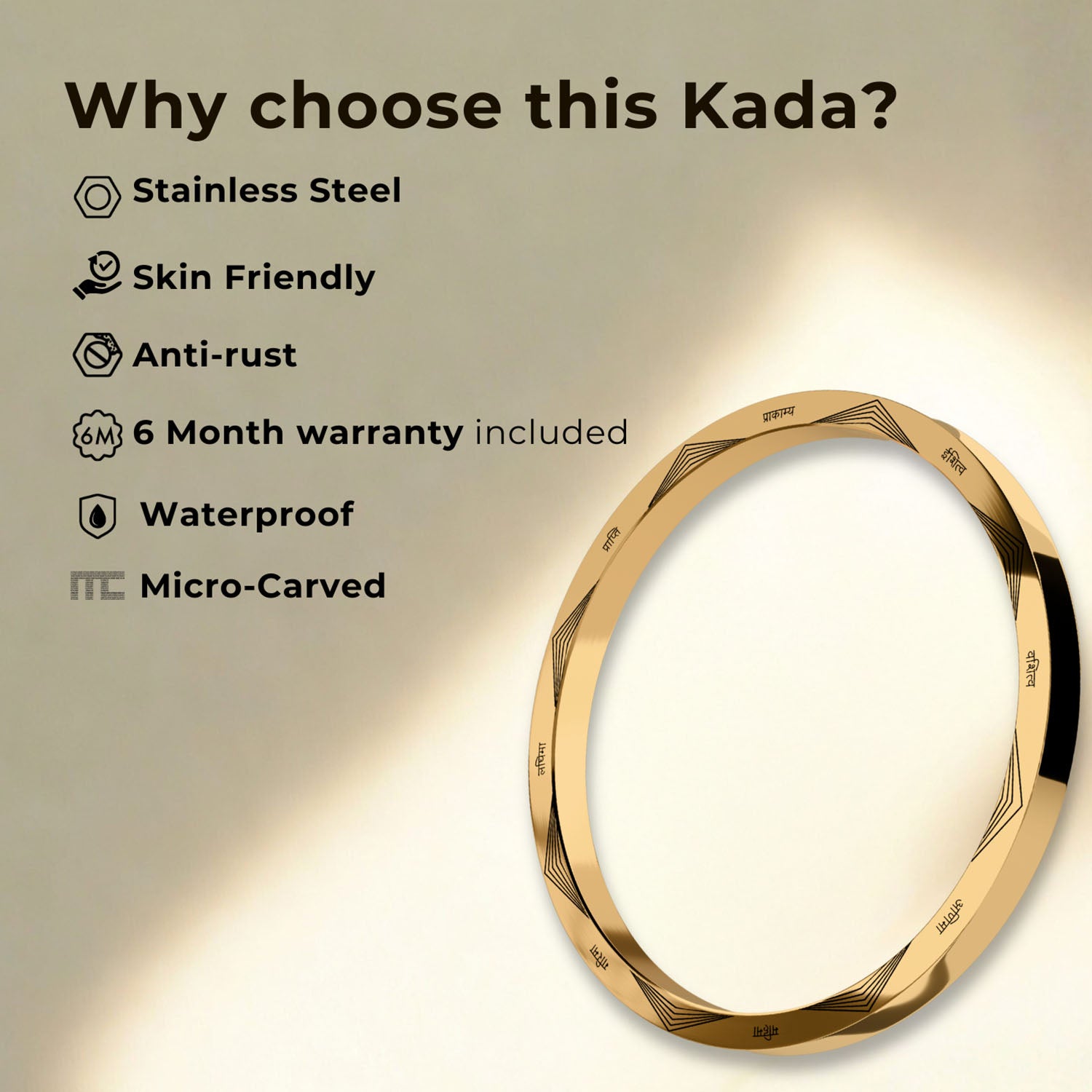 Ashta Siddhi Classic Round Kada Silver