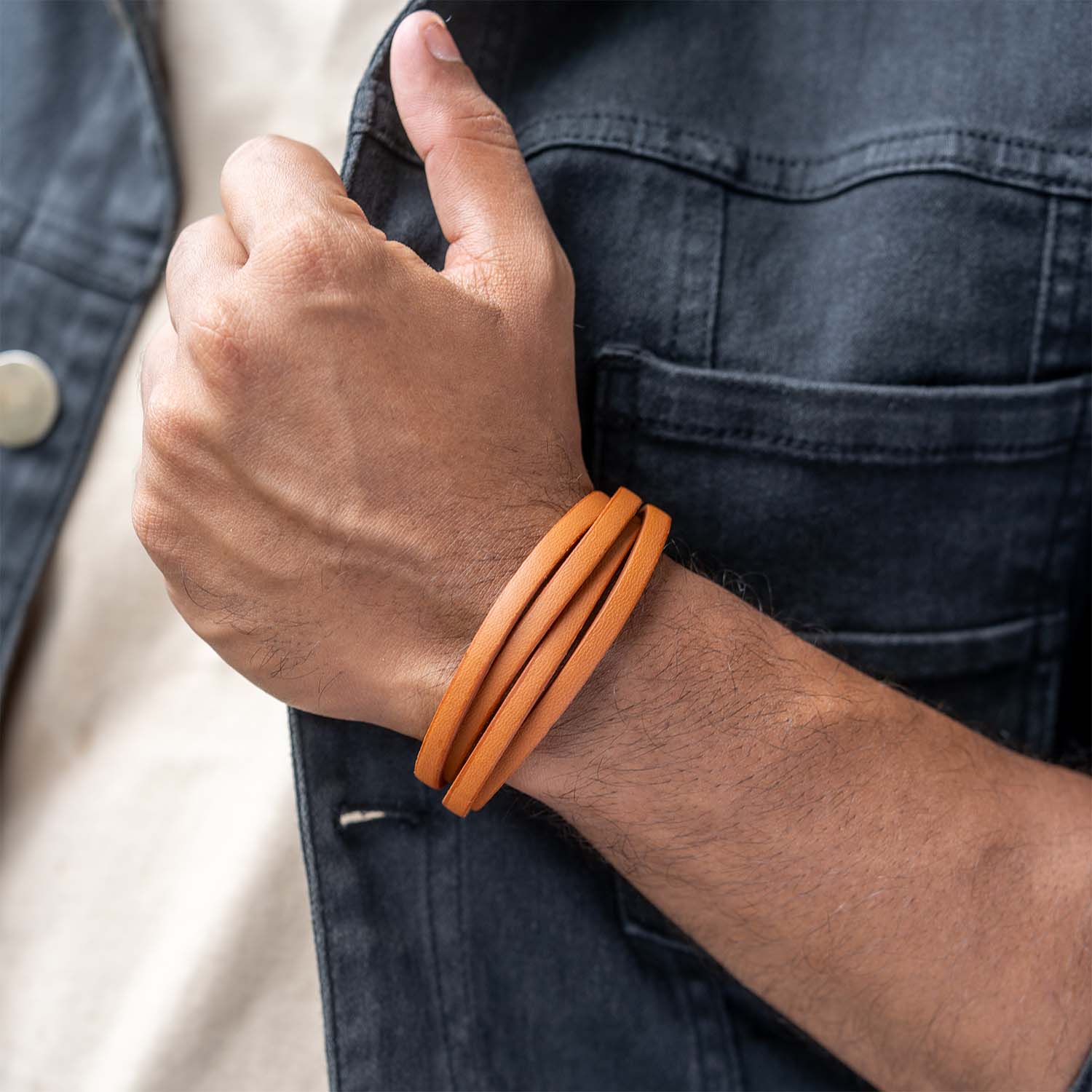 Forge Layered NeoLeather Bracelet with MagSlide Tan