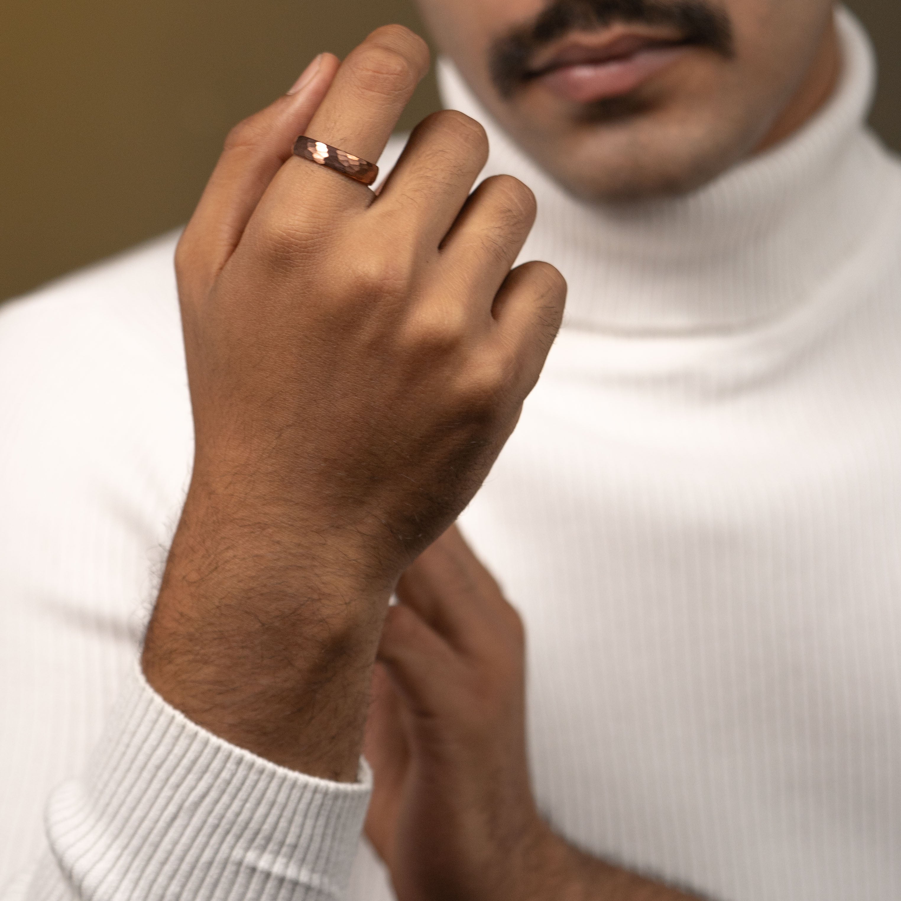 Forged Hammered Tungsten Carbide Band Ring BRONZE