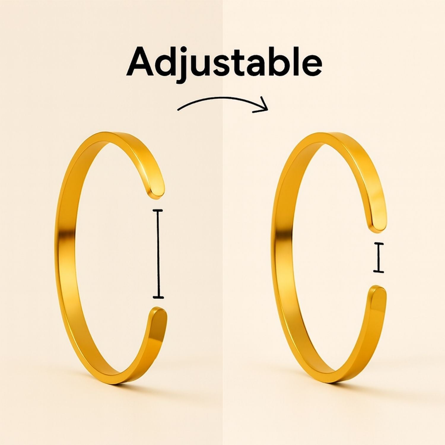 Om Gloss Cuff Adjustable Bracelet Gold