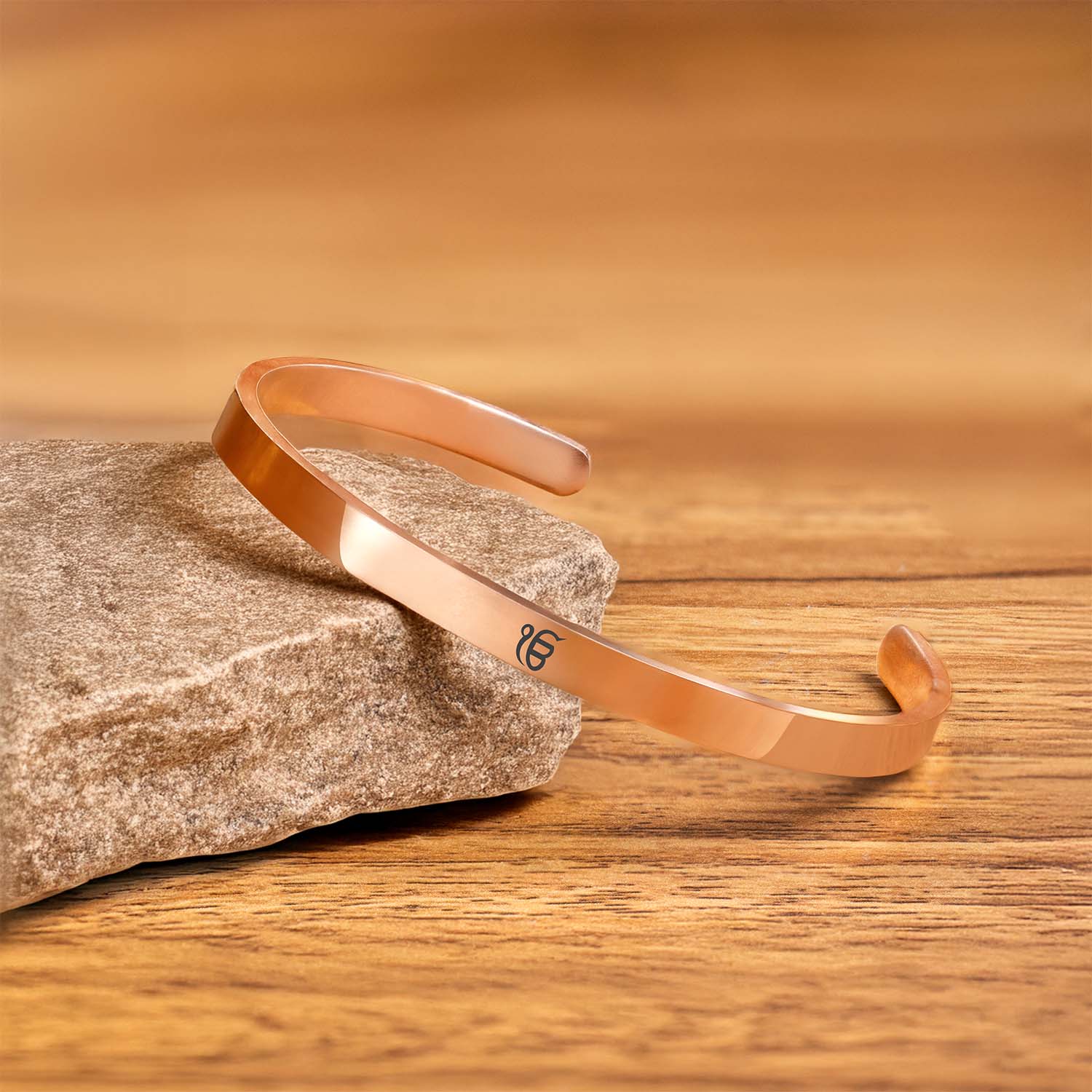 Ik Onkar Gloss Cuff Adjustable Bracelet Rose Gold