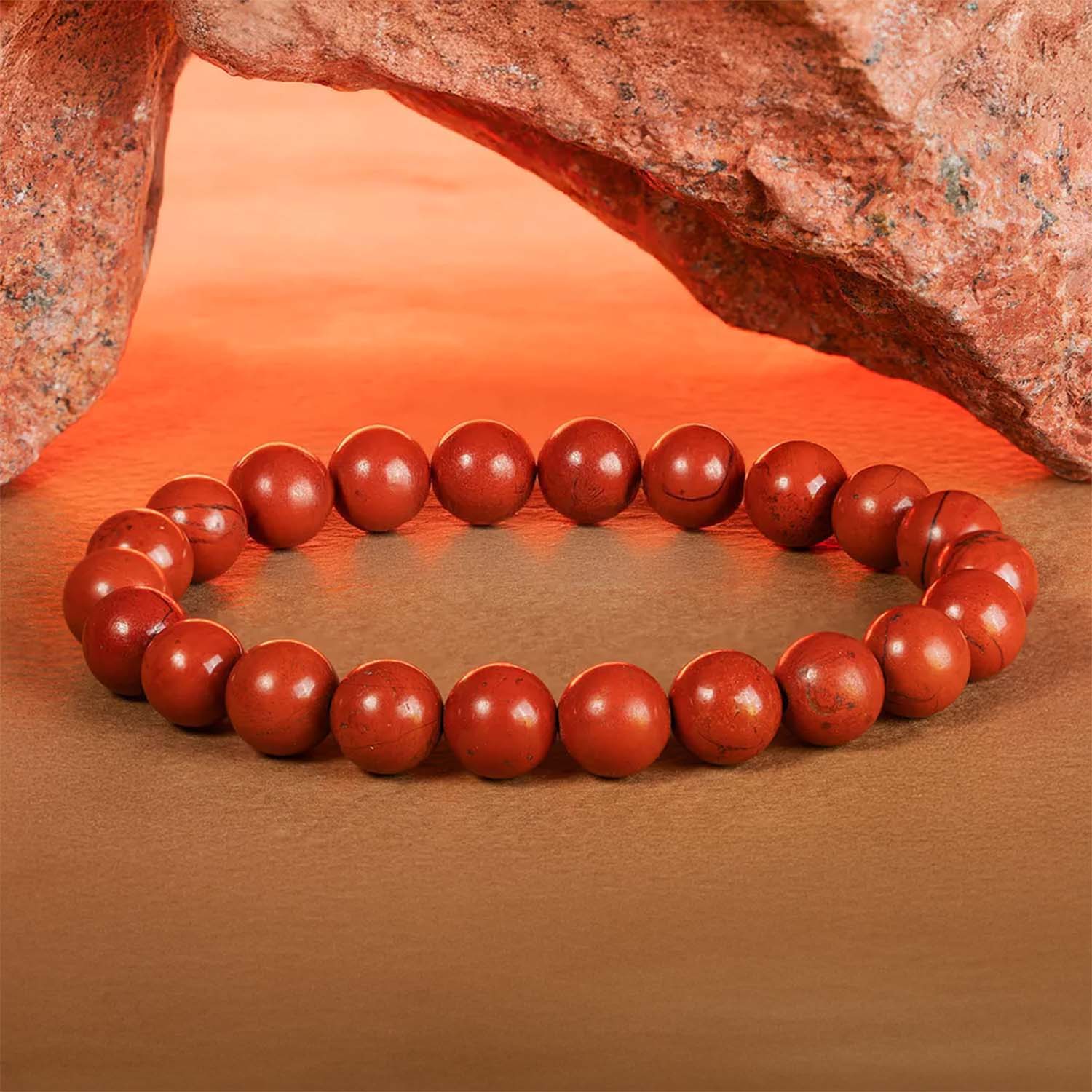Inner Strength Red Jasper Natural Stone Elastic Bracelet