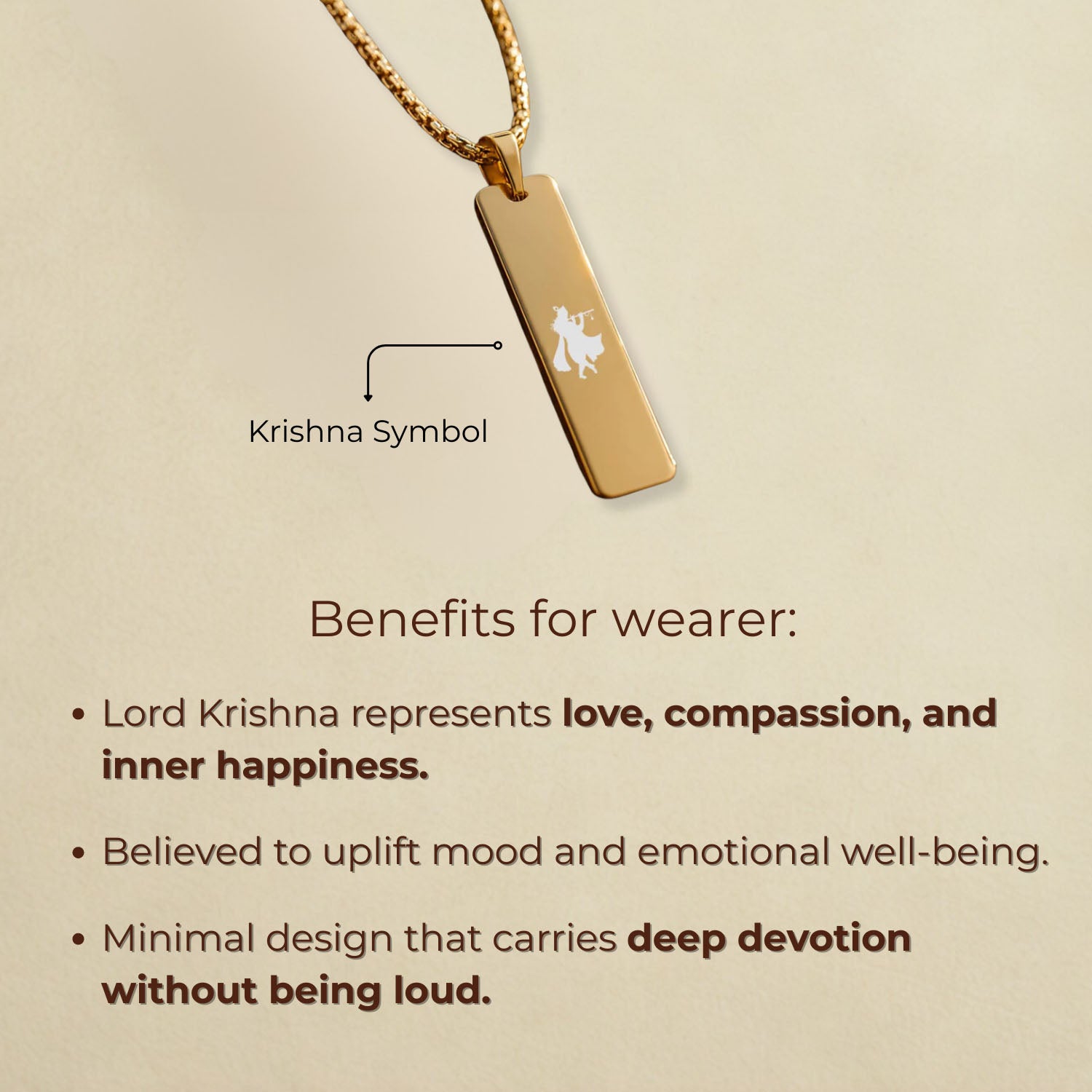 Krishna Mini Tag Necklace Gold