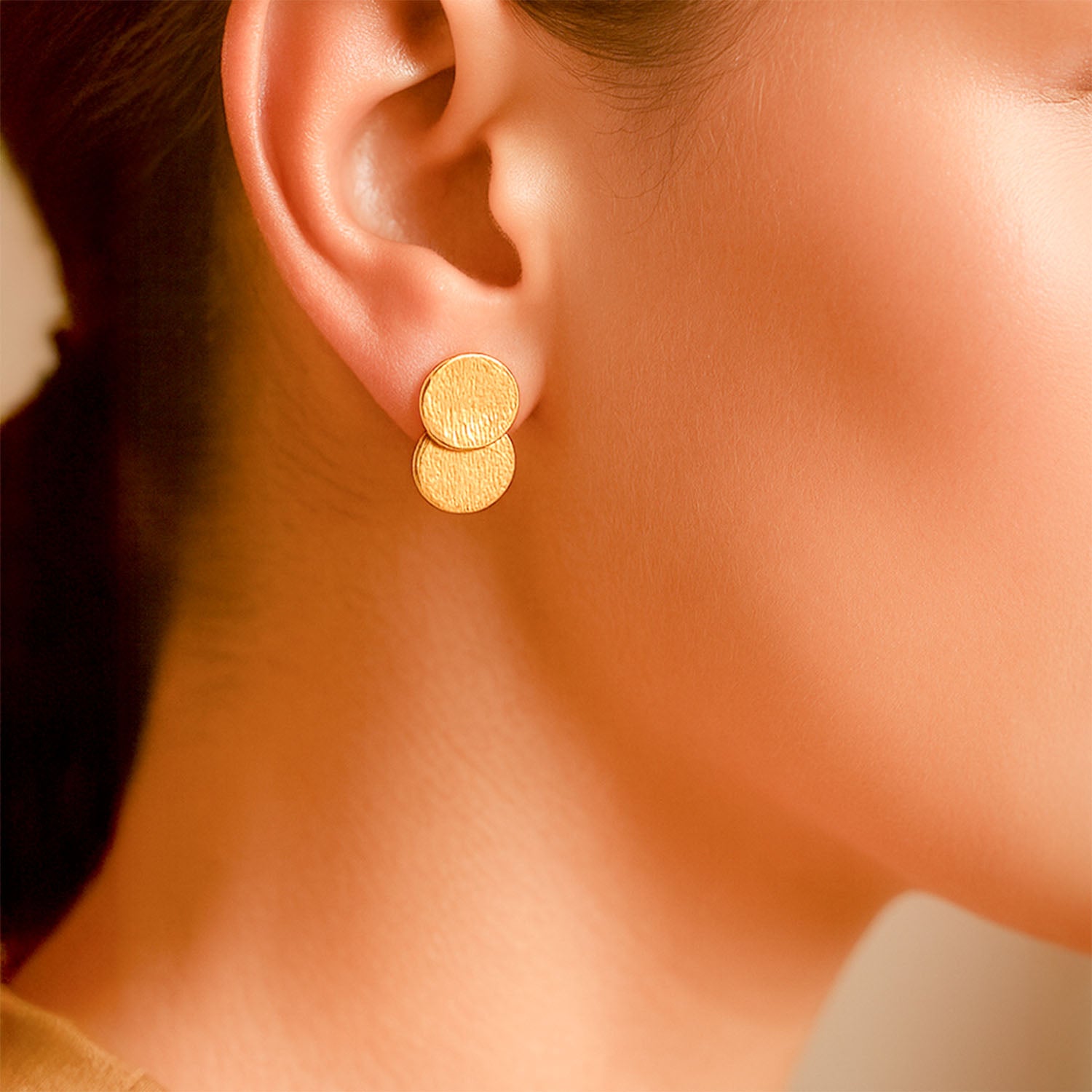 Luna Eclipse Textured 18k Gold Stud Earrings