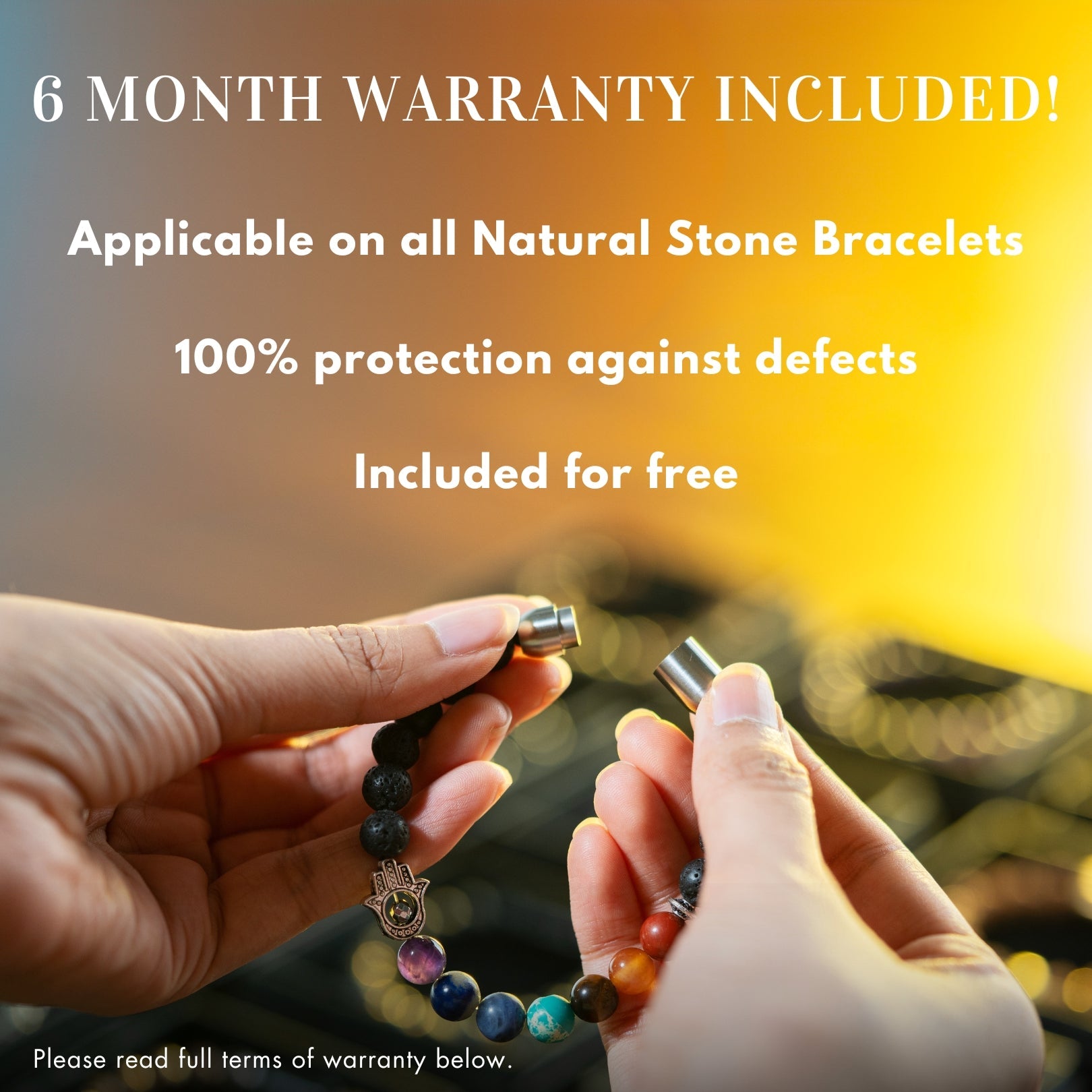 Calming Multi Moon Natural Stone Bracelet with MagSnap