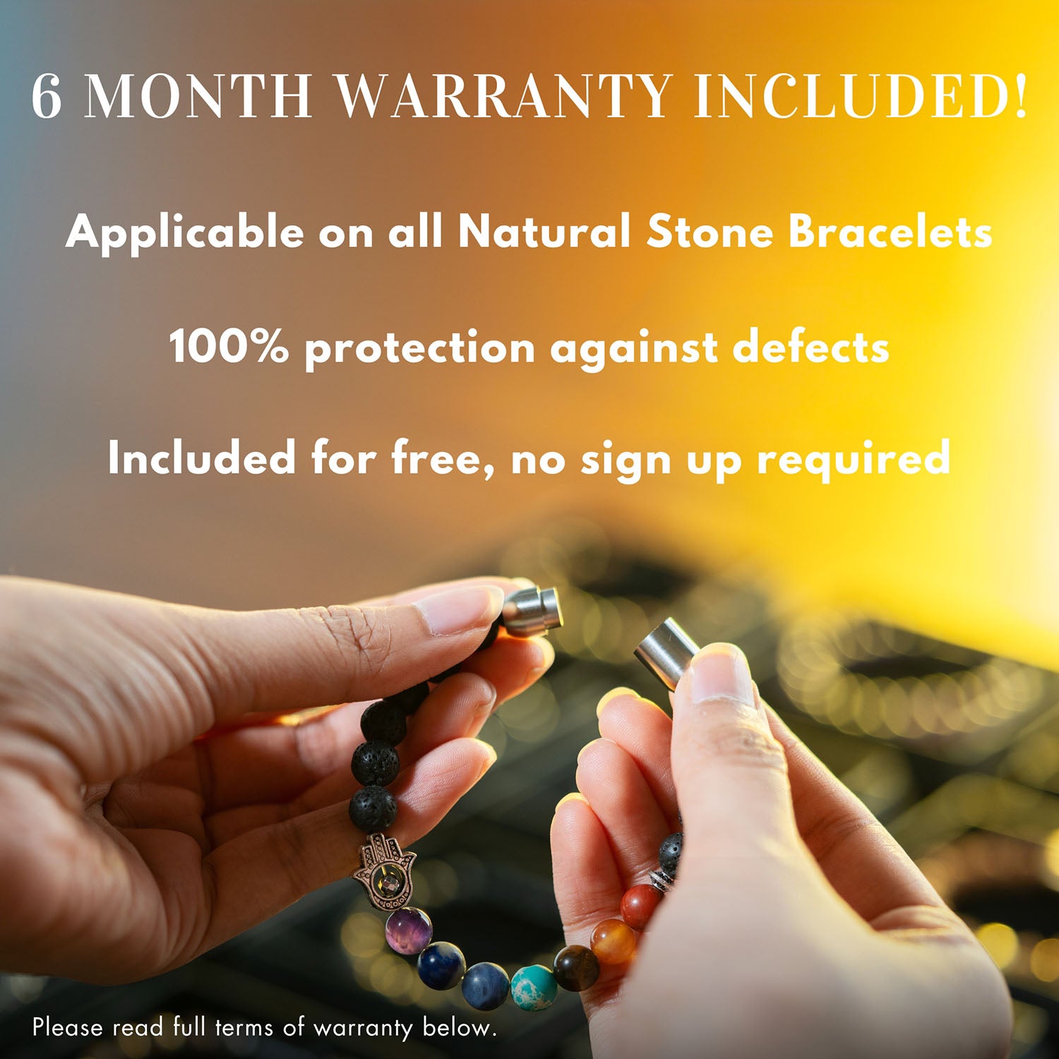 Non Personalised Chakras Natural Stone Couple Bracelets with Magsnap 2