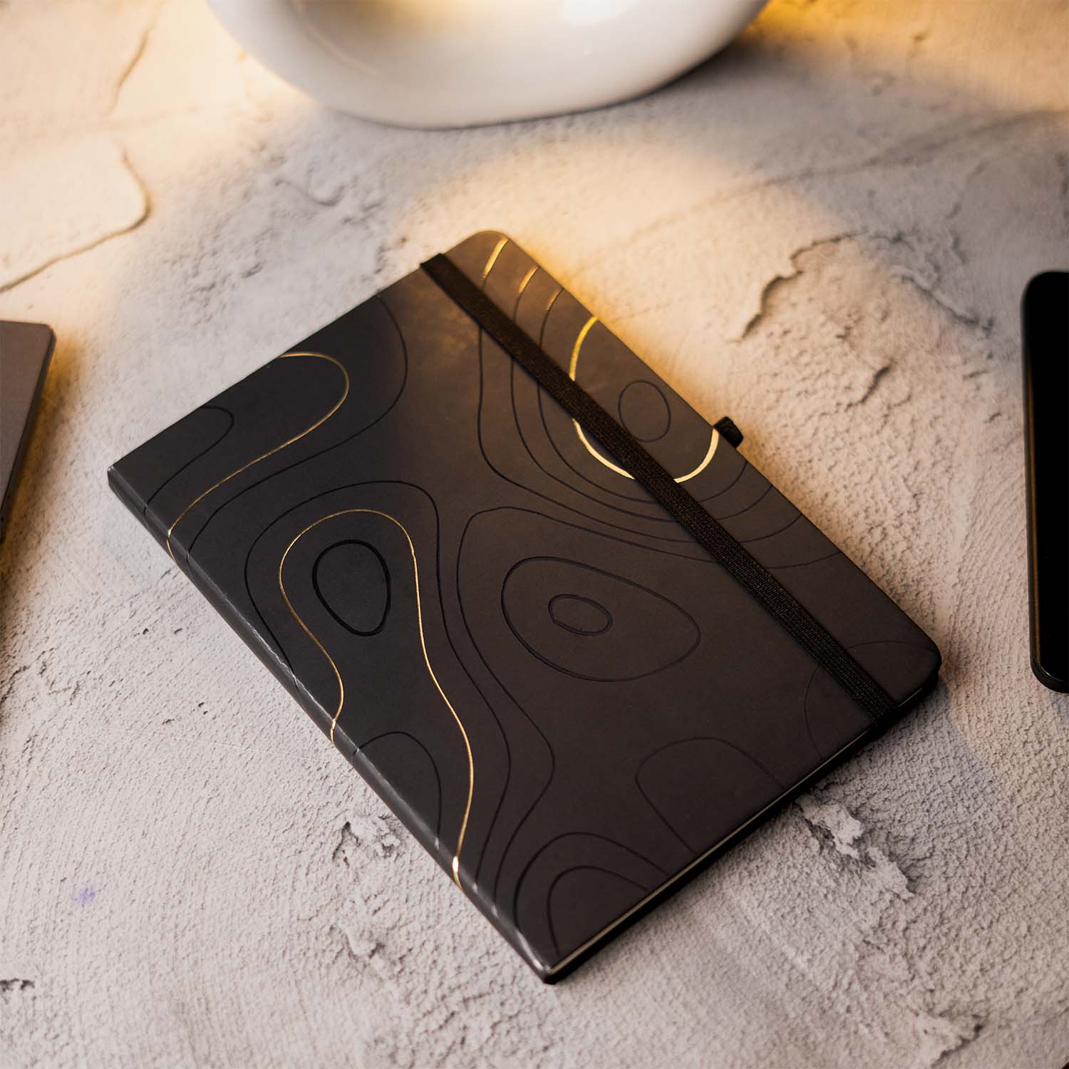 Matte Black Notebook with Malachite 2 in 1 MagSnap Roller Ball Pen with Stylus None