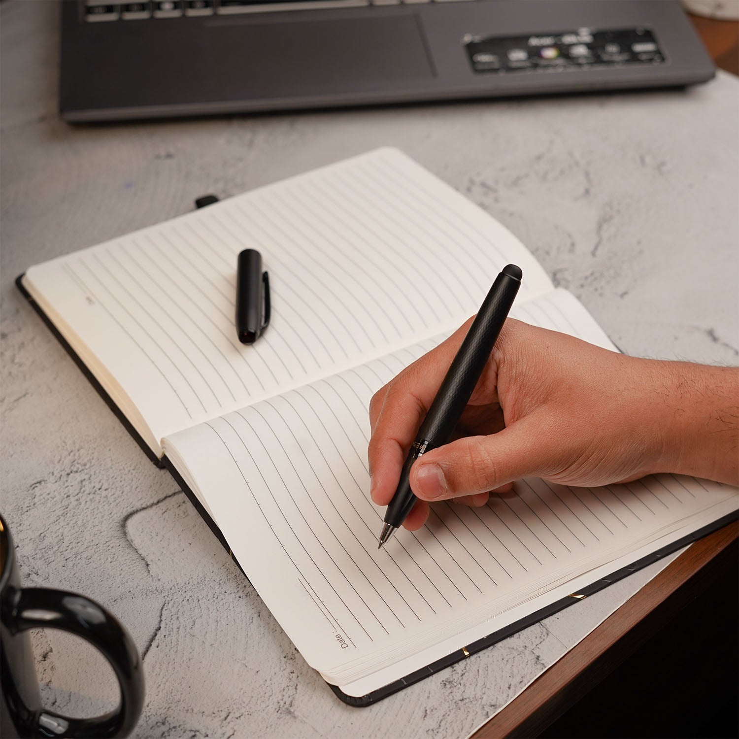 Matte Black Foil Print Diary with Personalised Pen