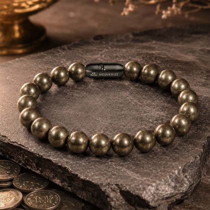 Natural Stone Jewellery Money Magnet Pyrite Natural Stone Bracelet with Magsnap