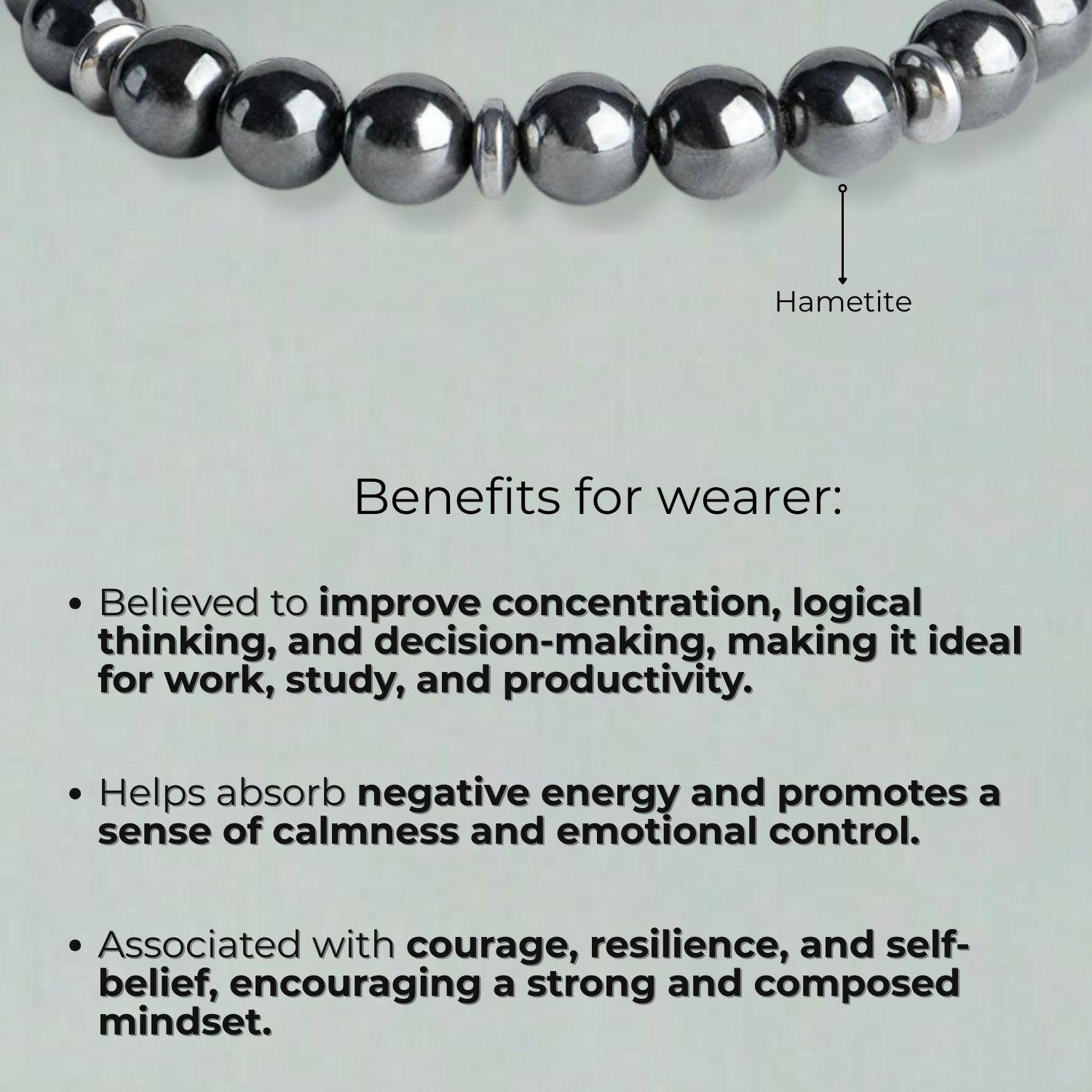 Mystic Grey Hematite Natural Stone Elastic Bracelet