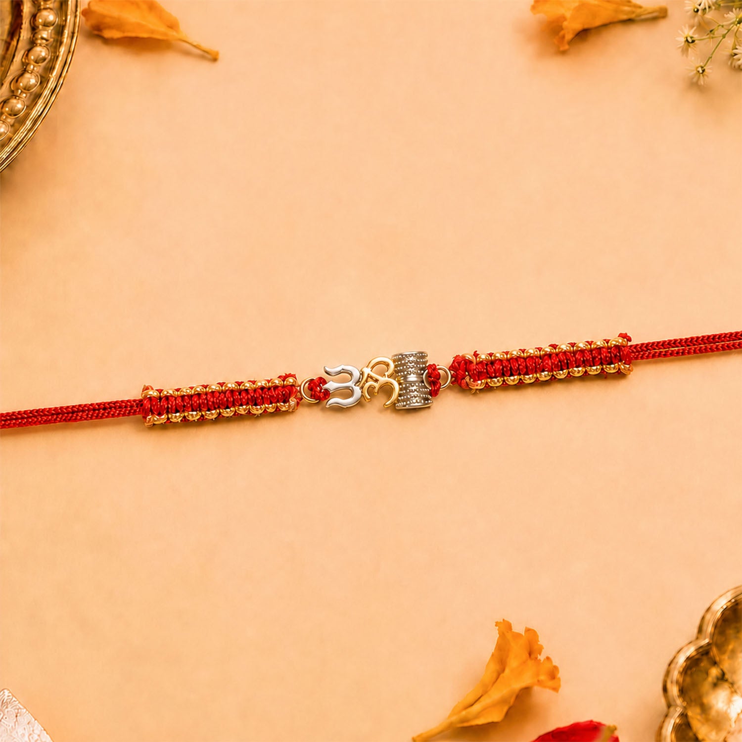 OmTrishulDamruPureSilverPlatedRakhi