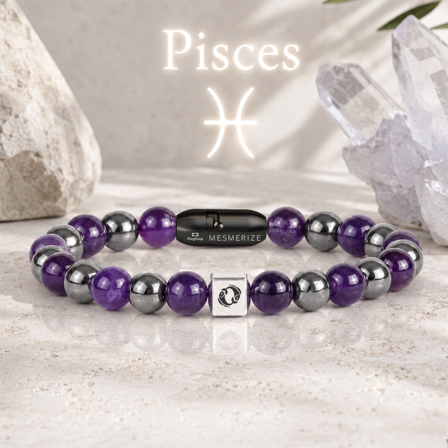Pisces (Meen) Zodiac Stone Bracelet with MagSnap 4