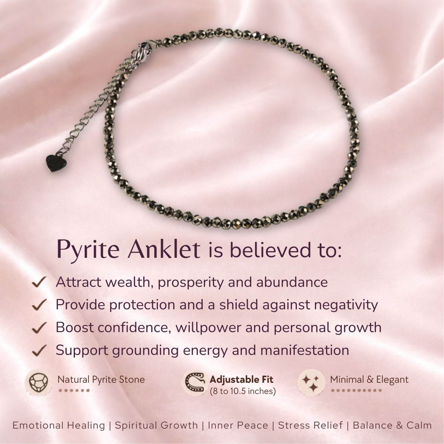 Money Magnet Pyrite Adjustable Anklet