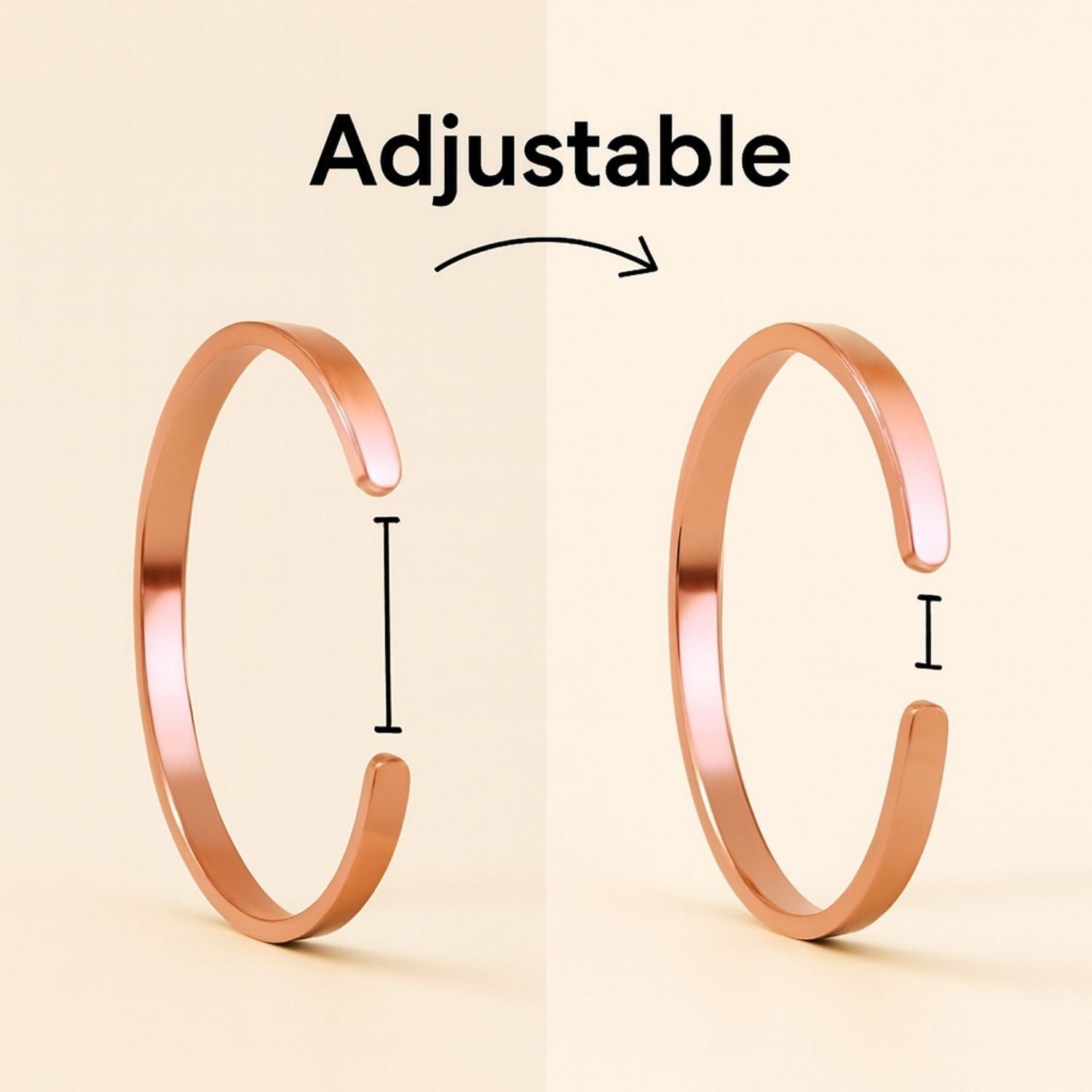 Maha Mrintujay Mantra Gloss Cuff Adjustable Bracelet Rose Gold