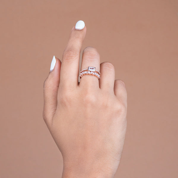W Premium Jewellery Rose Gold W Premium Jewellery Rose Gold Diamond Crystal Adjustable Ring Crystal Adjustable Ring