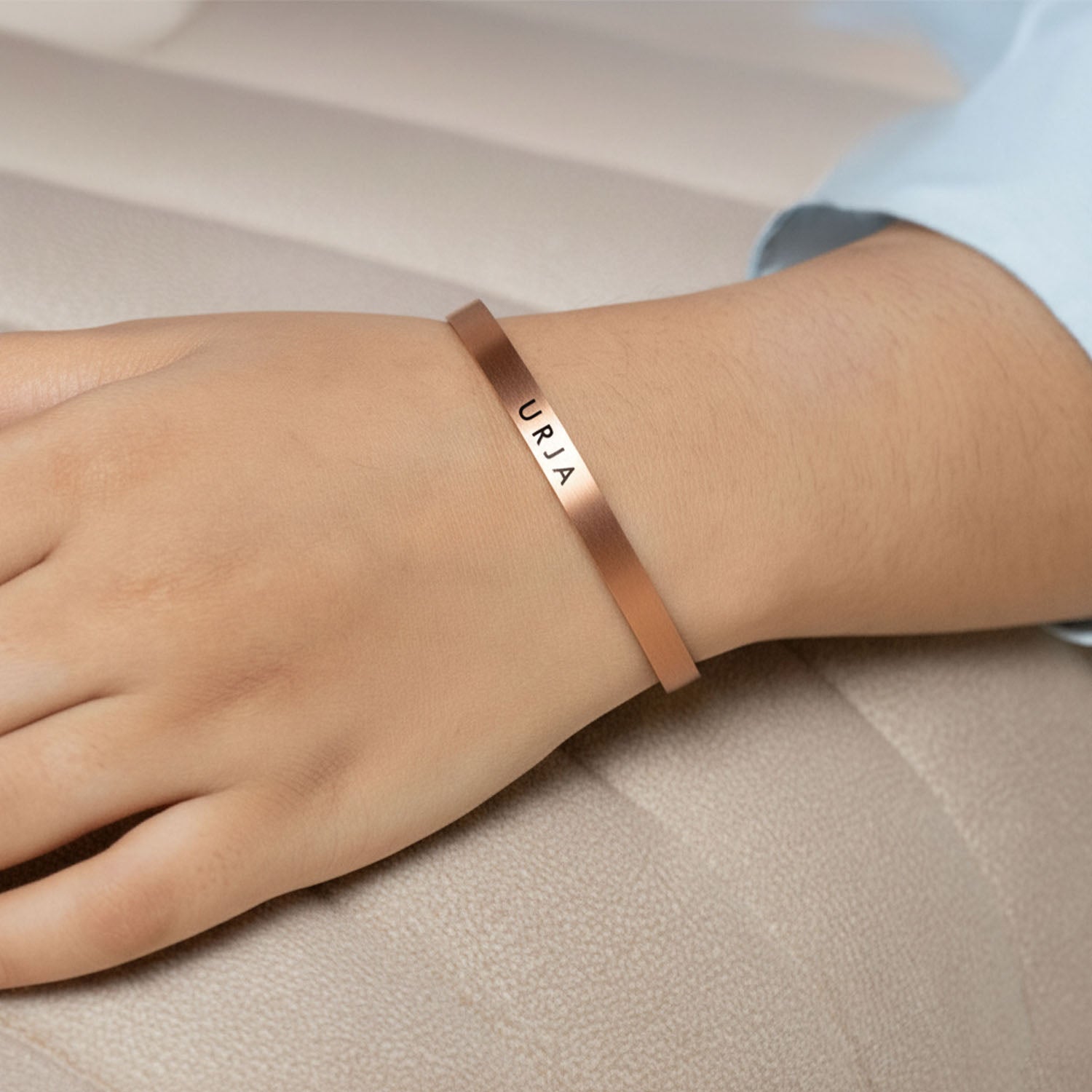 Matte Cuff Adjustable Bracelet Rose Gold Personalised
