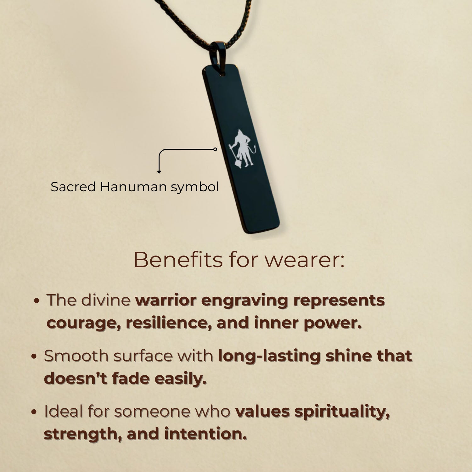 Sacred Hanuman Mini Tag Necklace Gold