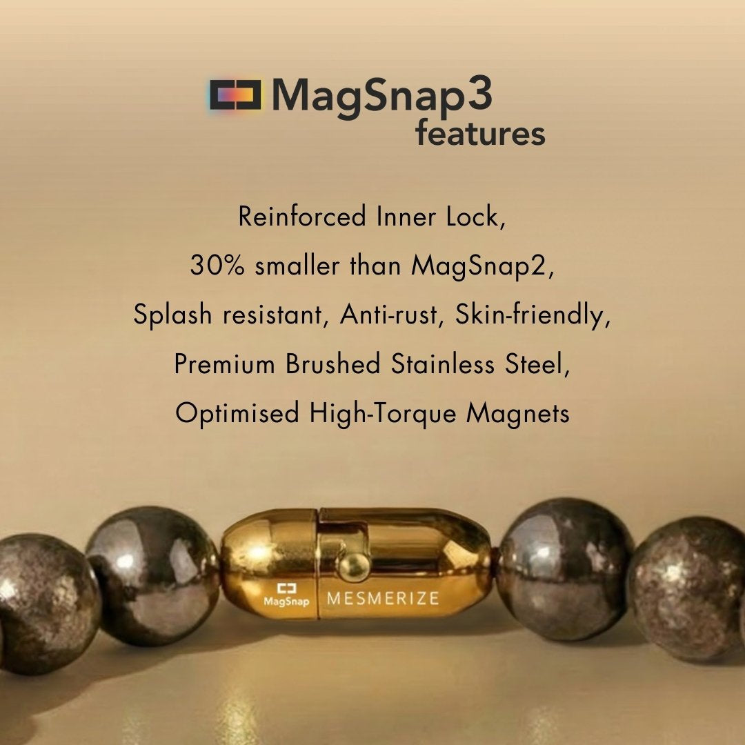925 Sterling Silver Sacred Om Natural Stone Bracelet with MagSnap2