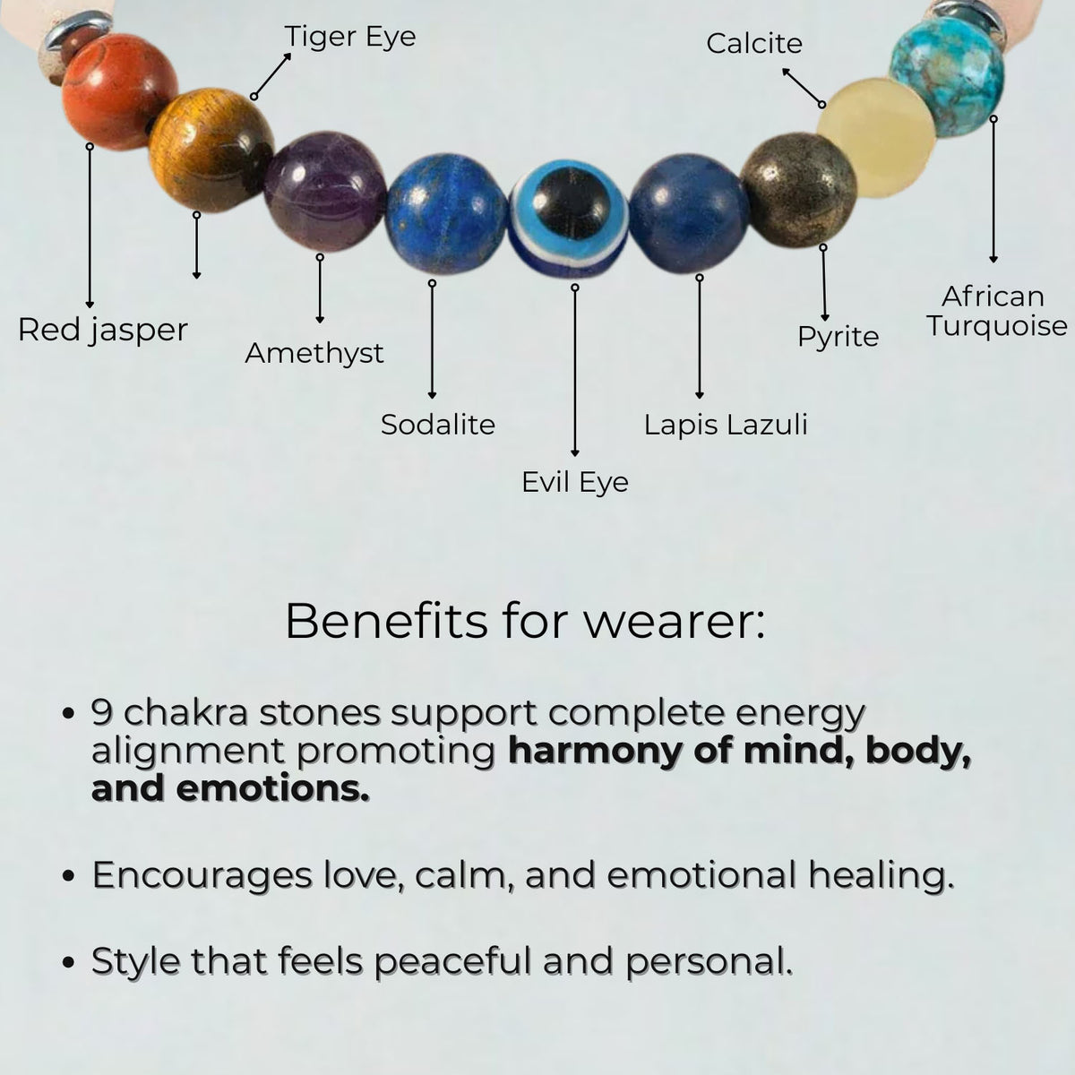 Solace Rose Quartz 9 Chakras Natural Stone Bracelet 2