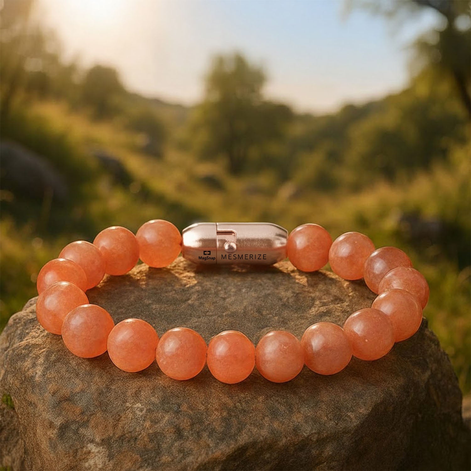Positivity Sunstone(Suryakant Mani) Natural Stone Bracelet with Magsnap 2