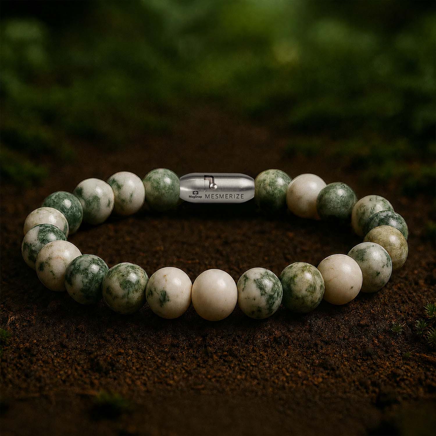 Evergreen Tree Agate(Vriksh Sulemaanee) Natural Stone Bracelet with Magsnap2