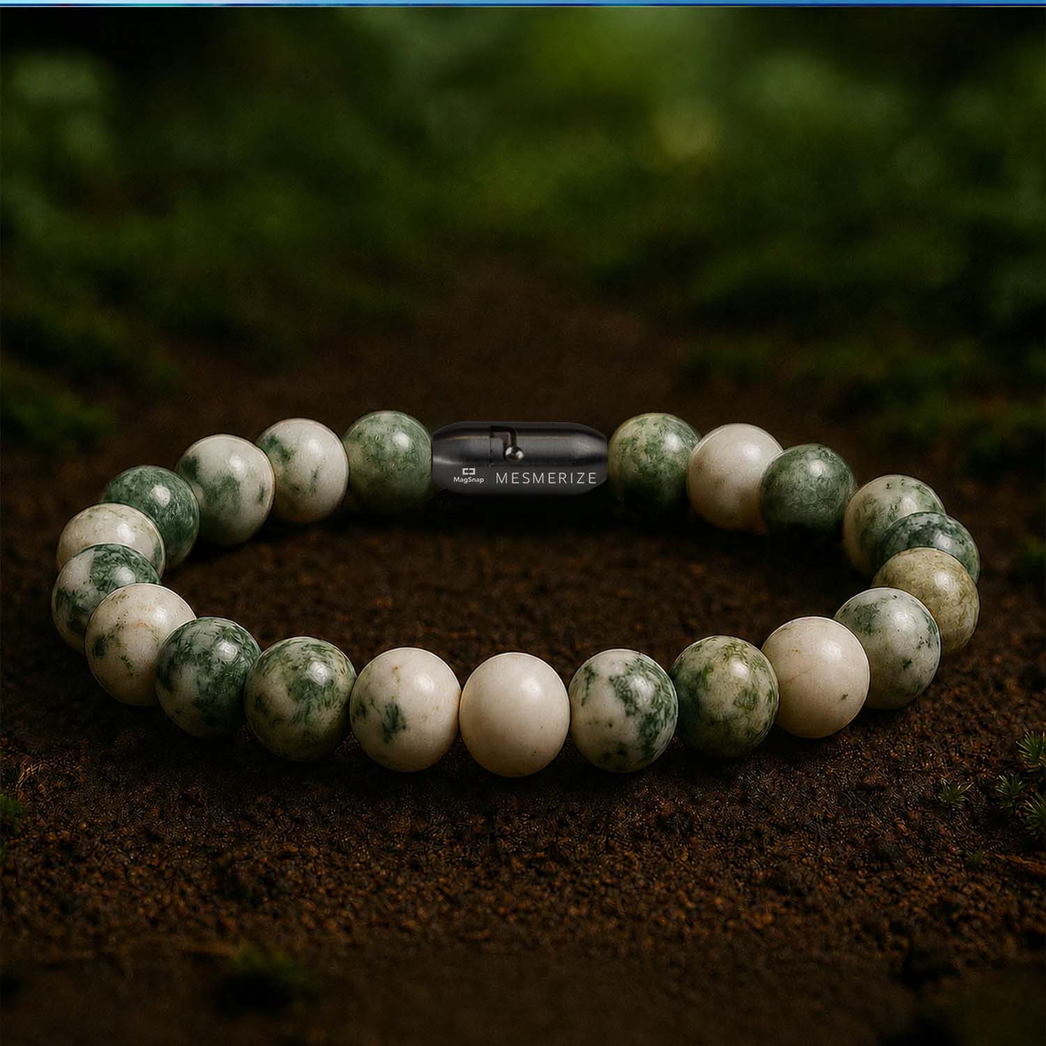 Evergreen Tree Agate(Vriksh Sulemaanee) Natural Stone Bracelet with Magsnap2
