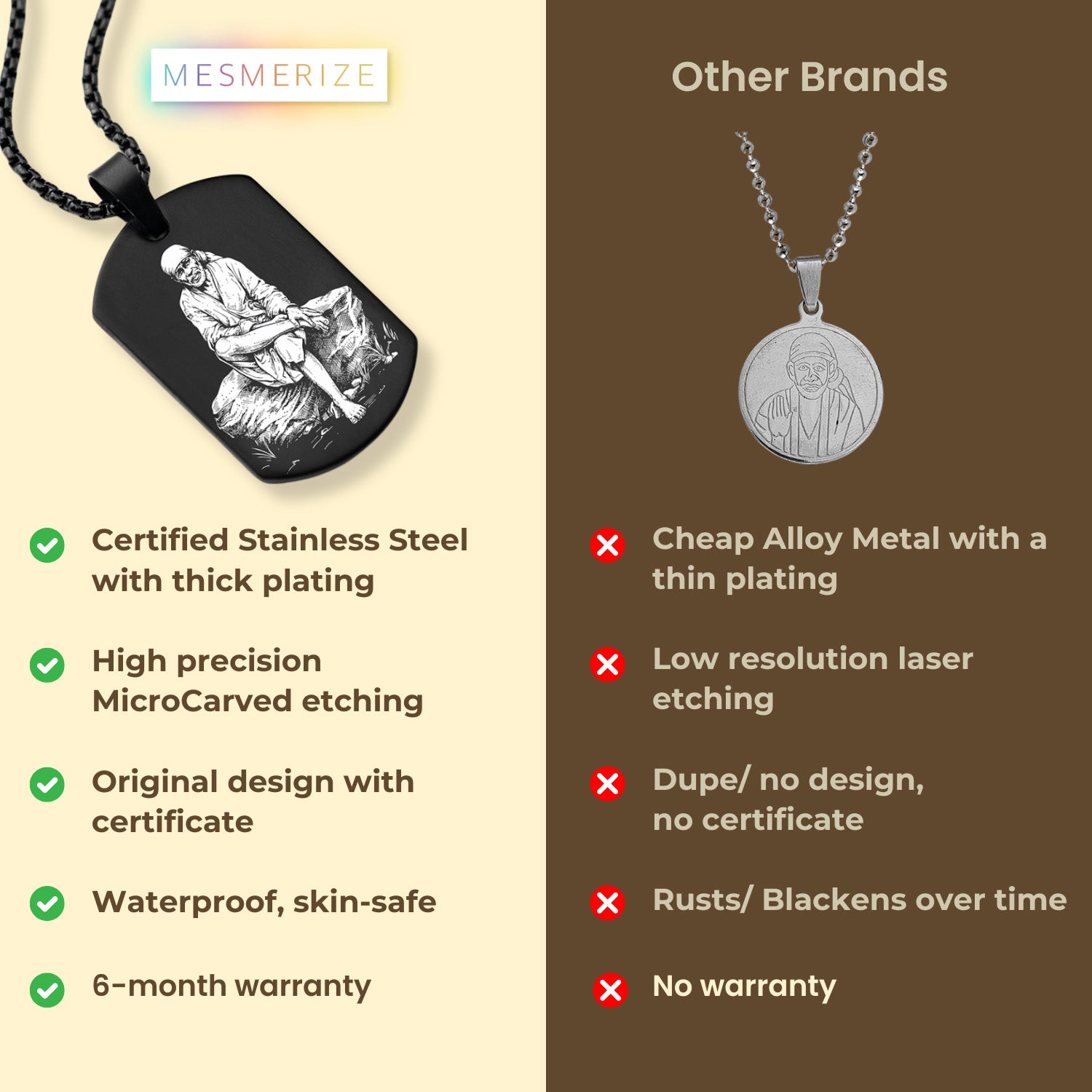 Divine Sai Baba Godform Tag Necklace Black