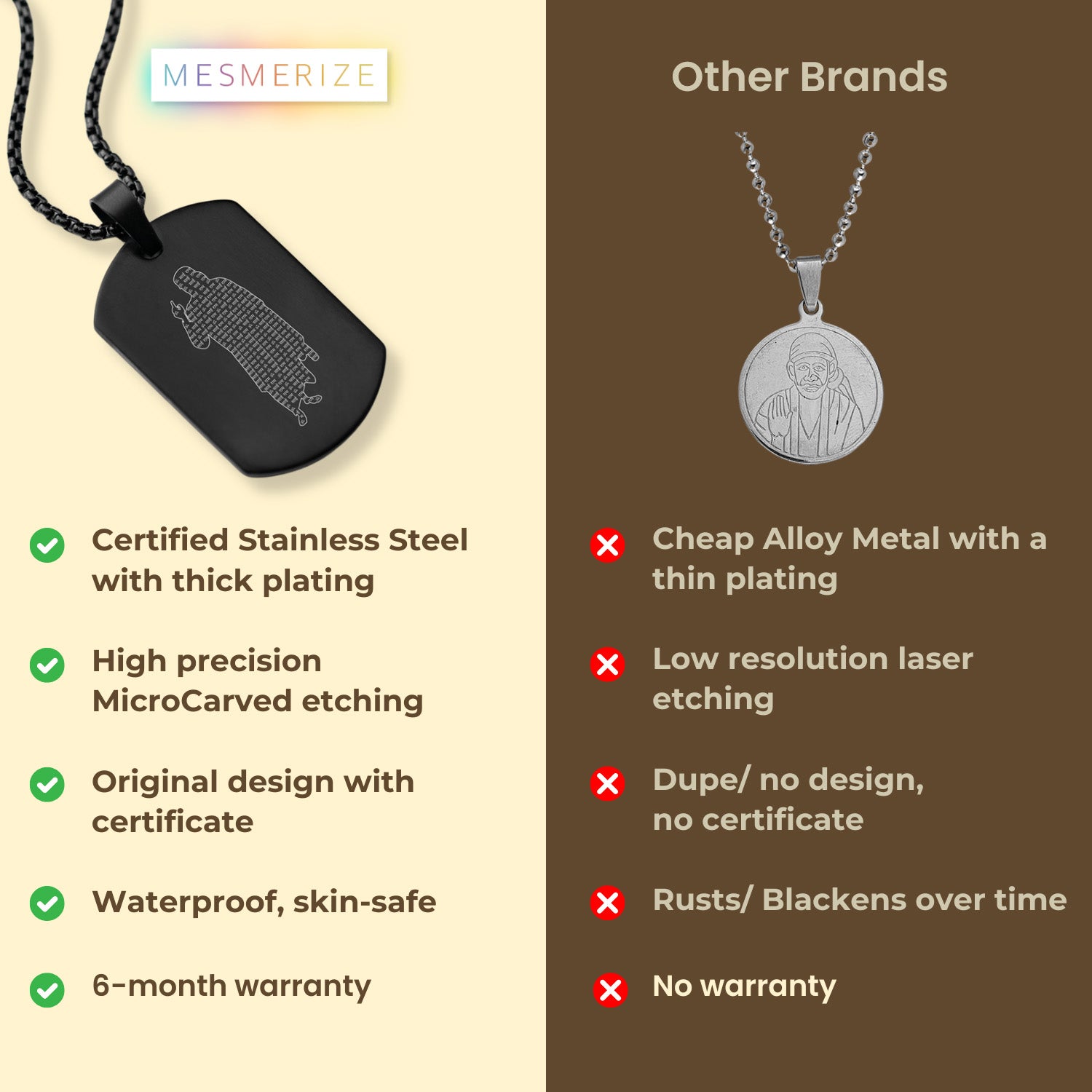 Om Sai Ram Inlay MicroCarved Tag Necklace Black