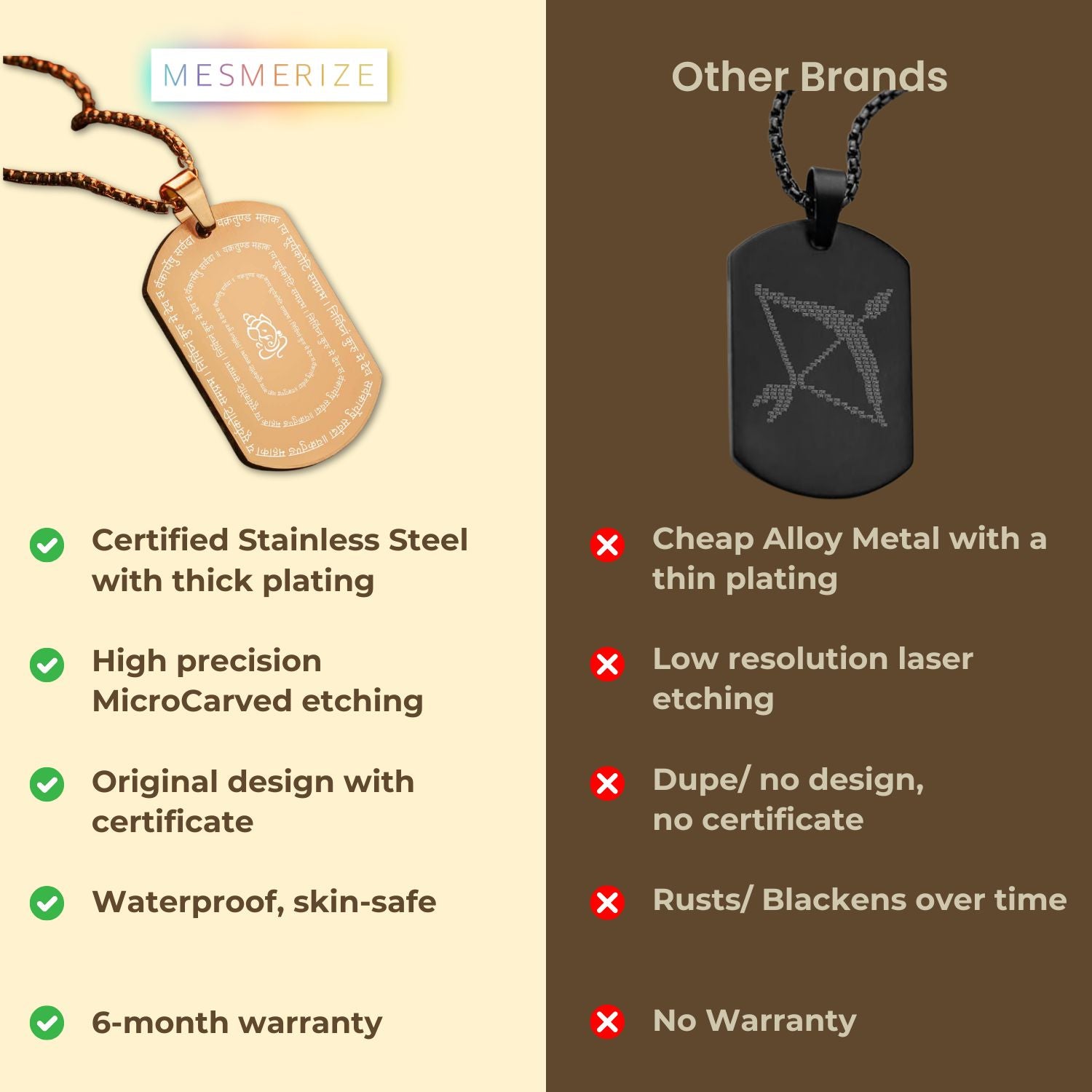 Devotional Ganpati Shloka Tag Necklace Black