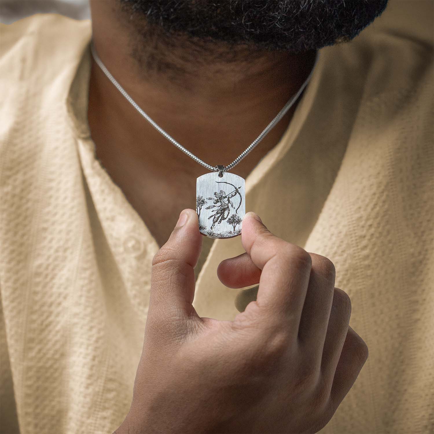 Virtuous Ram Godform Silver Tag Necklace