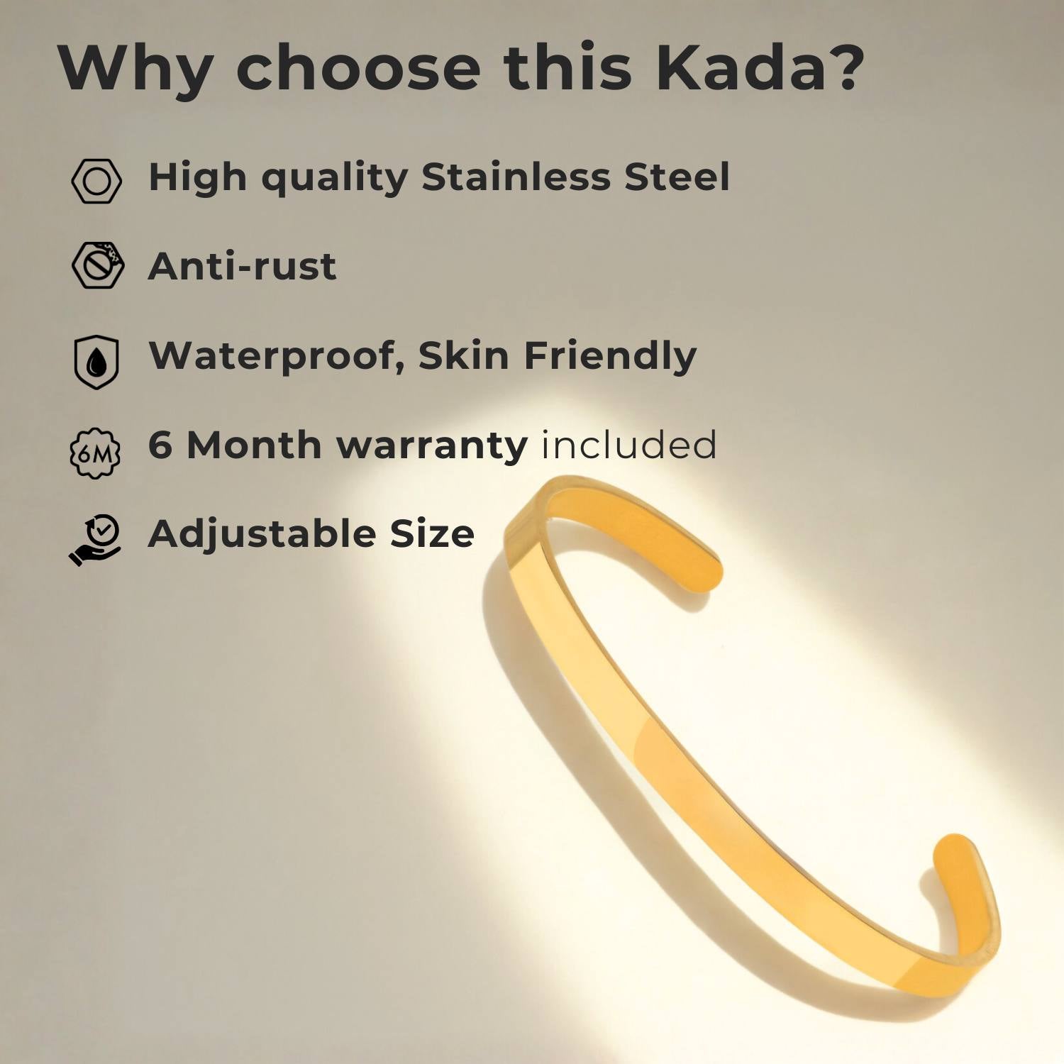 Khanda Gloss Cuff Adjustable Bracelet Black