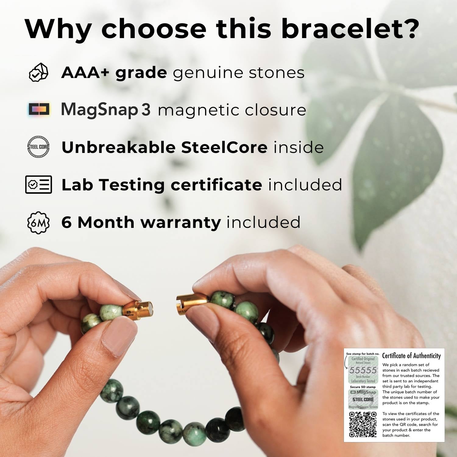 Prosperity Malachite Natural Stone Bracelet with MagSnap 2