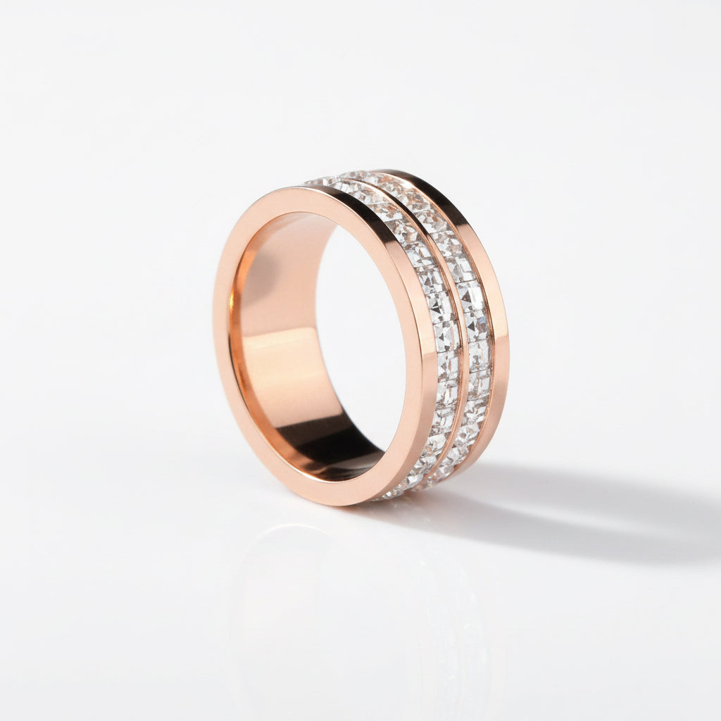 W Premium Jewellery Rose Gold Dual Diva Ring