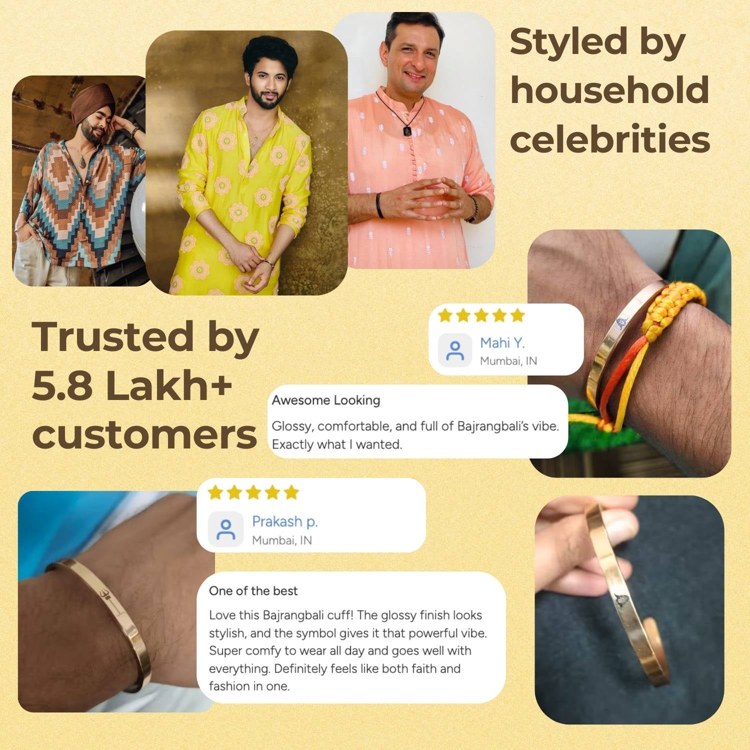 Shiv Trishul Gloss Cuff Adjustable Bracelet Gold